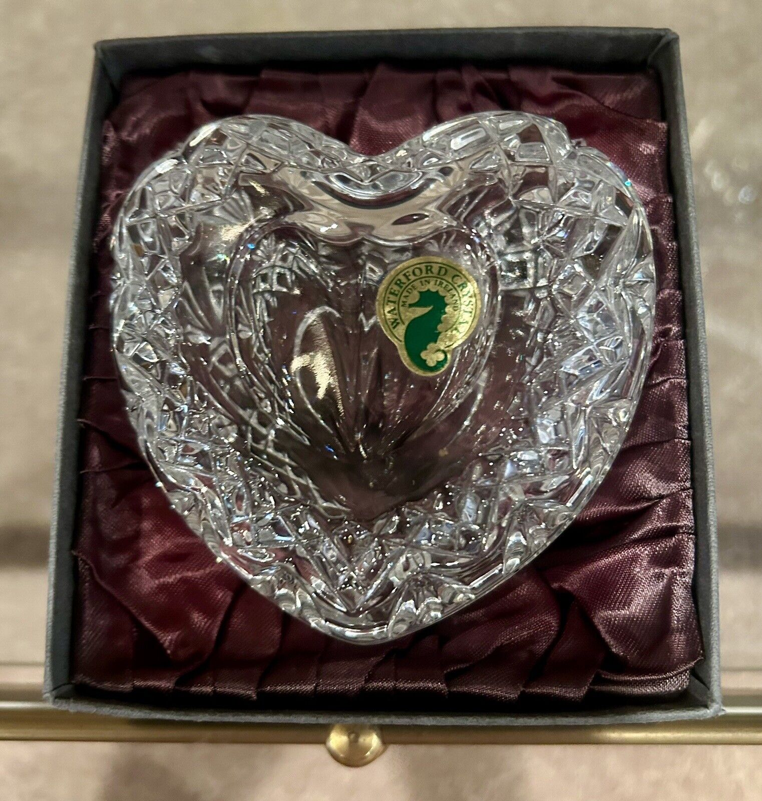 New WATERFORD Crystal Heart Shaped Lidded Trinket Box