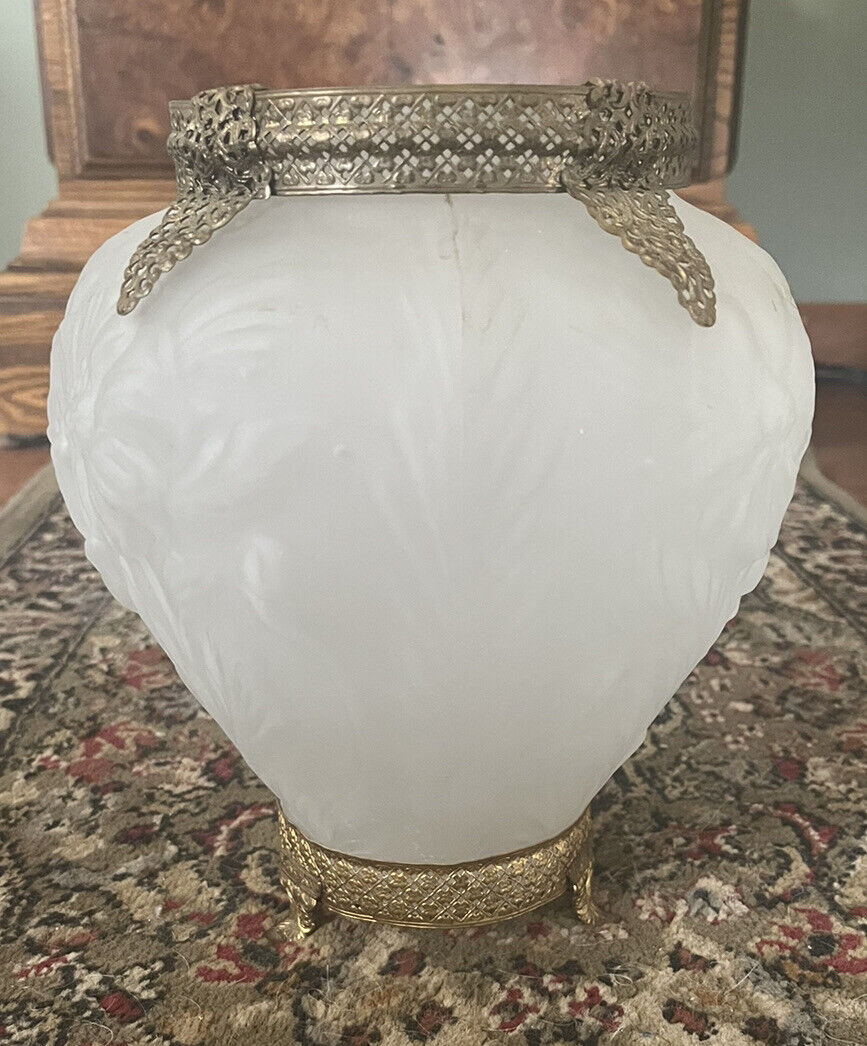 Antique Tiffin Frosted Glass vase with Ormalu trim