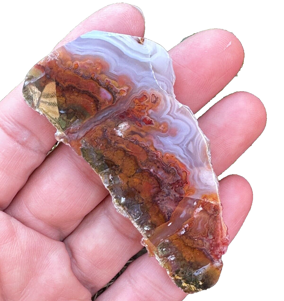 Amazing Slab Scenic Banded Plume Agate, Hand Polished, 100% Natural, 365 Carat