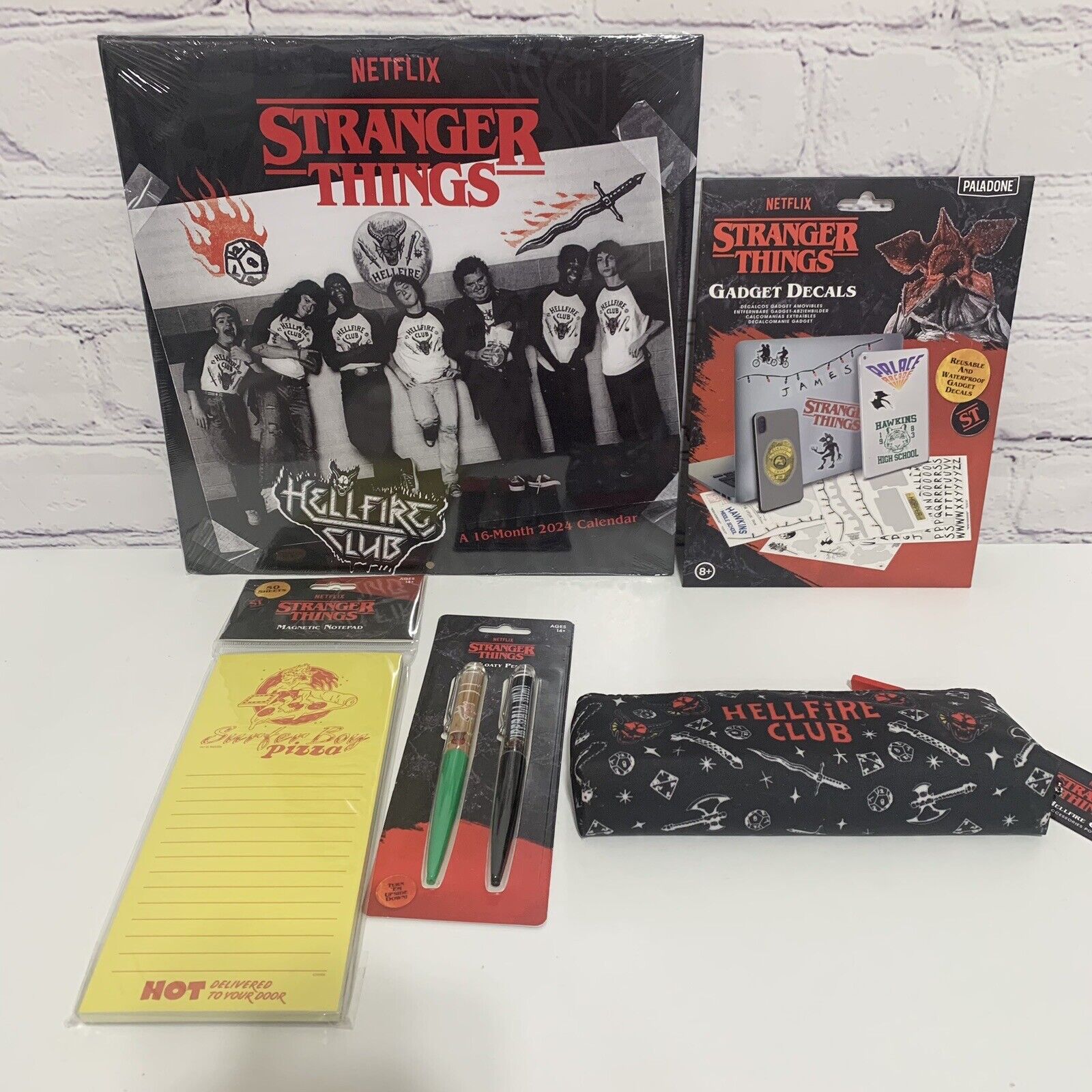 Stranger Things Lot Of 5 Collector Set 2024 Calendar Pen Pouch Notepad New