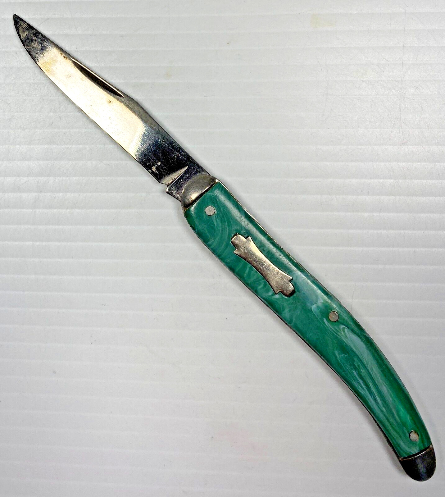 VINTAGE IDEAL K CO. GREEN SLIP JOINT POCKET KNIFE MADE IN THE USA NICE TOOL