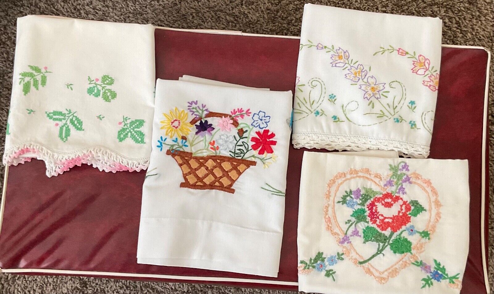 Vintage Single Standard Handcrafted Lot of 5 Pillow Cases. Approx  30x20