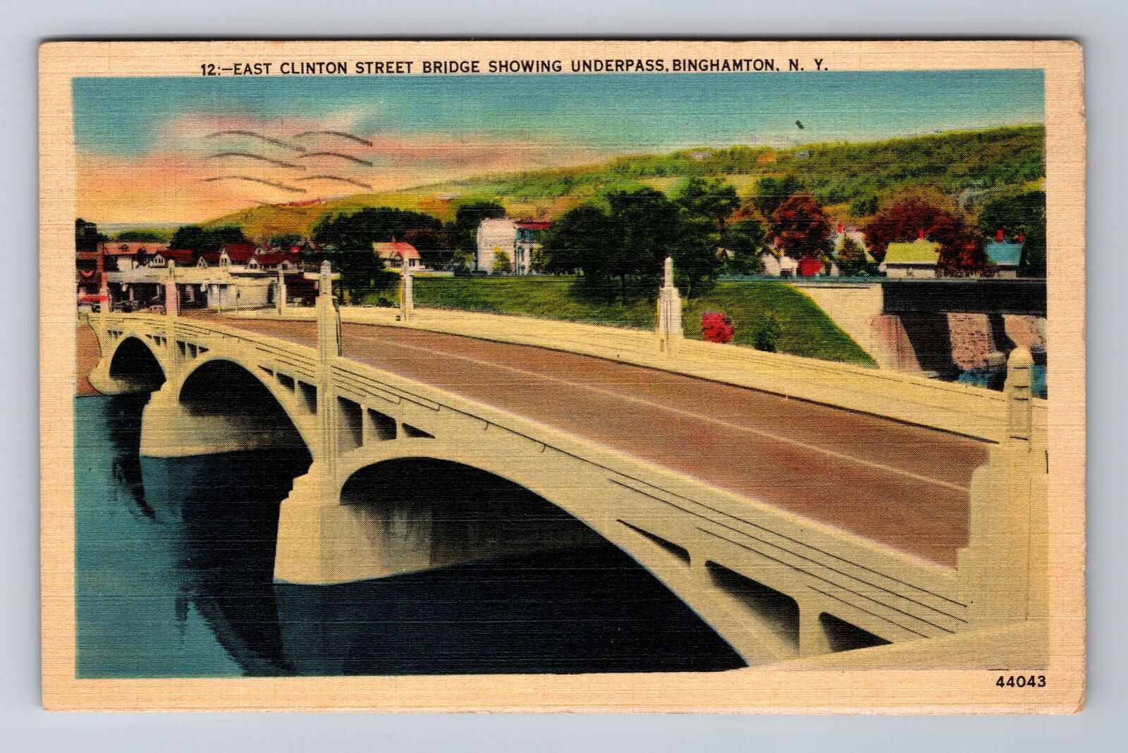 Binghamton NY- New York, East Clinton Street Bridge, Vintage c1939 Postcard