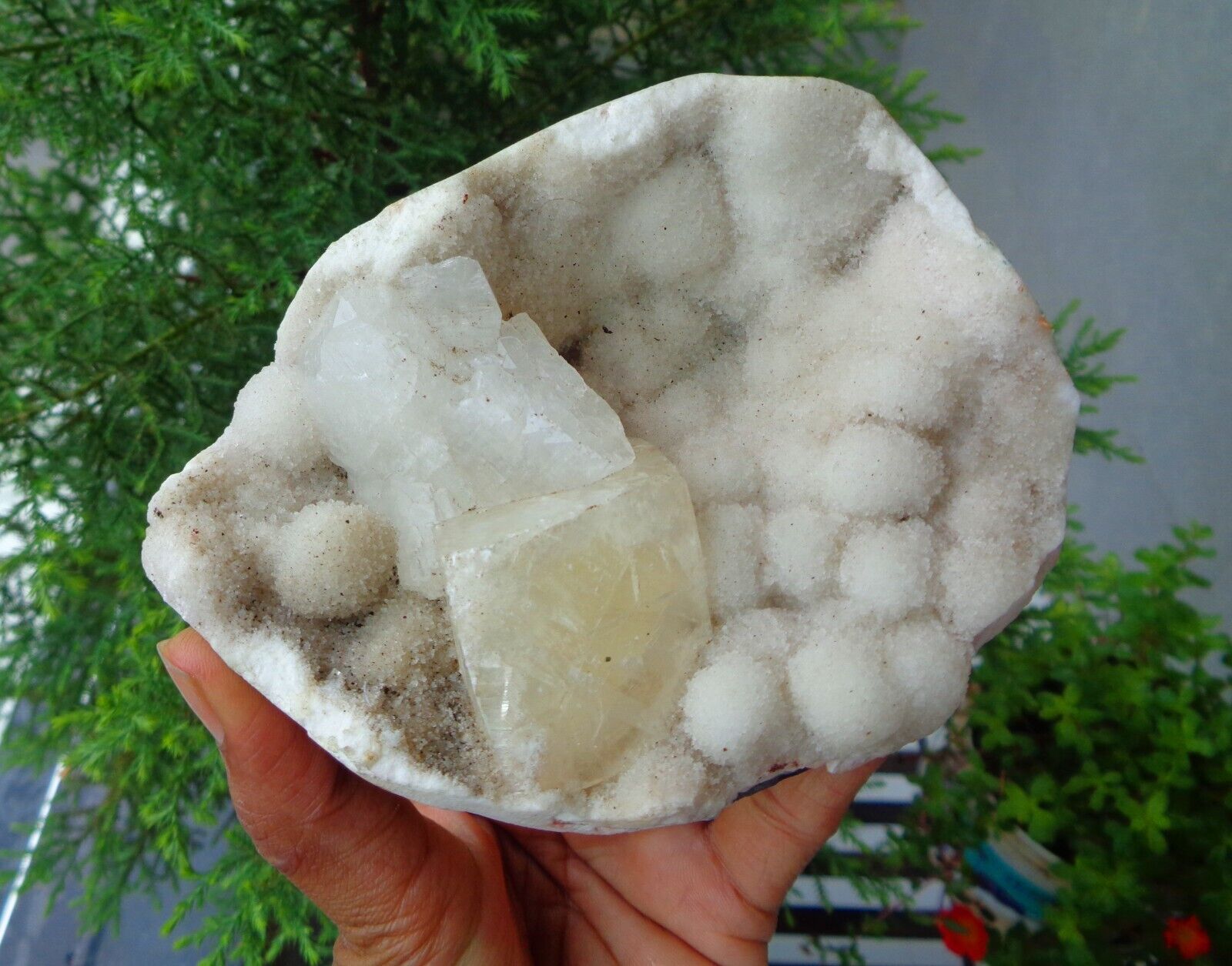 Calcite Crystals w/ Heulandite On Chalcedony Minerals Specimen#F12