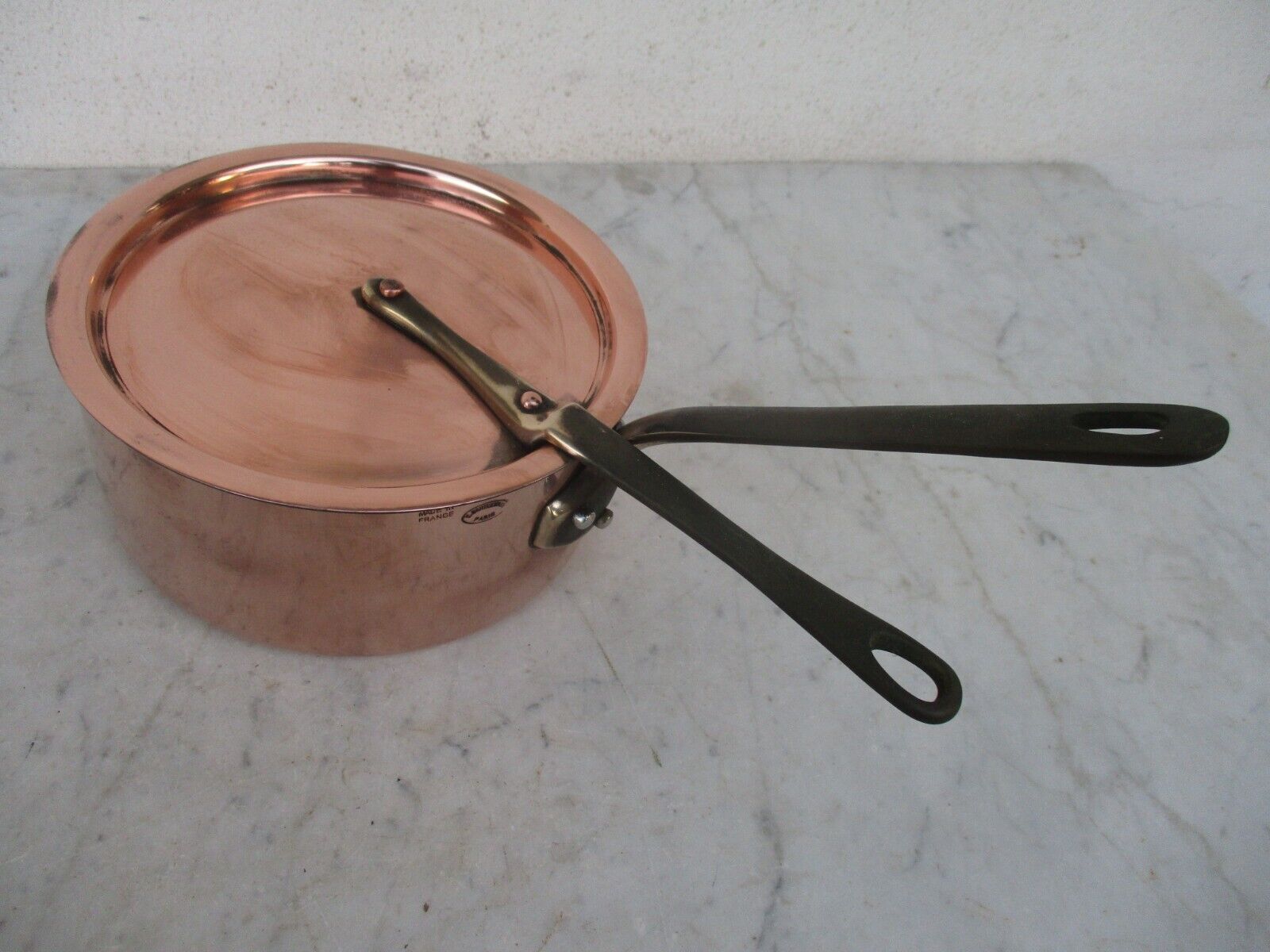 VINTAGE FRENCH COPPER SAUCEPAN WITH LID REPUTABLE E. DEHILLERIN CHEF COOKING POT