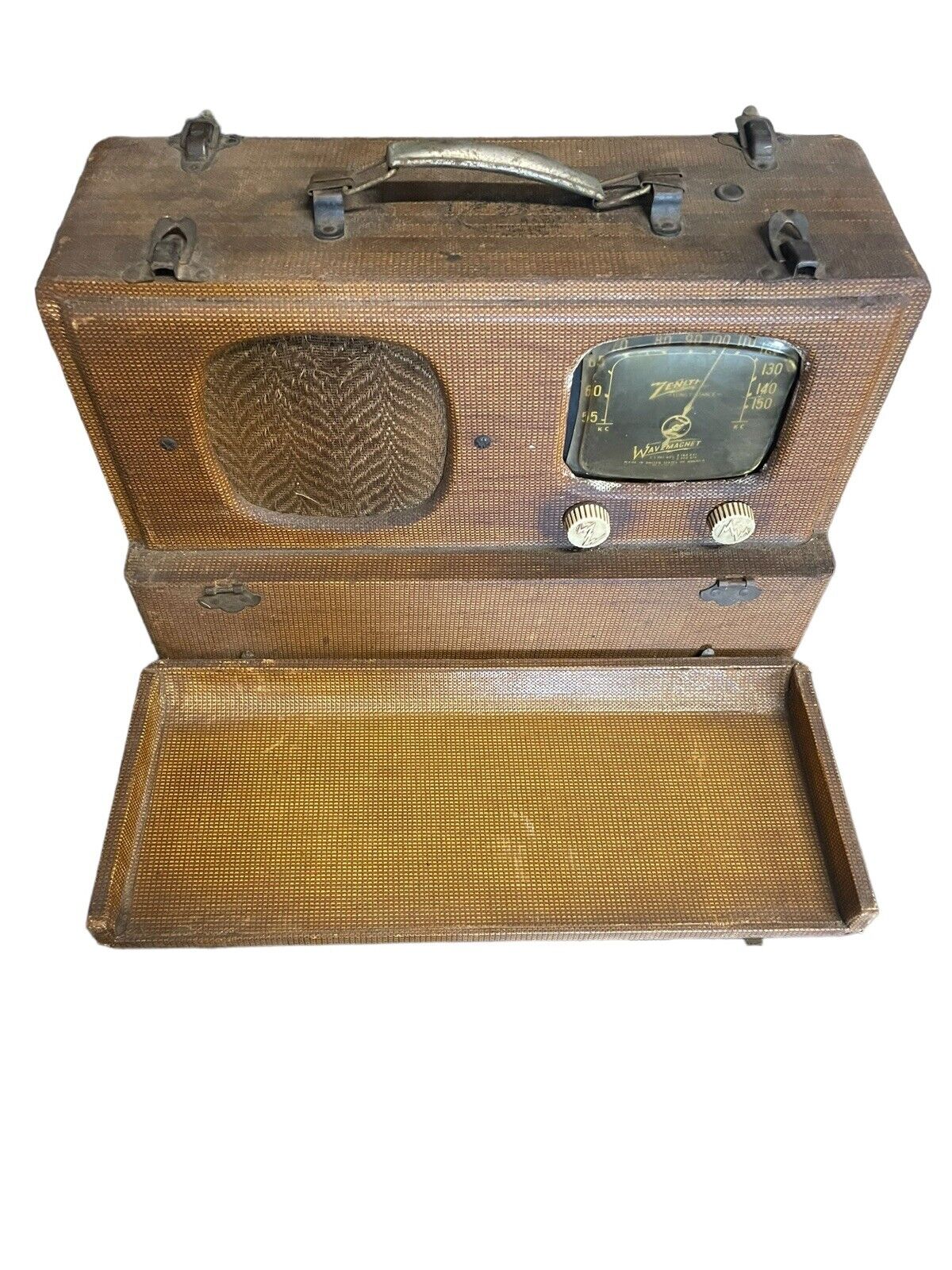 Vintage-Zenith -5G500 Wavemagnet, Portable Long Distance AM Tube Radio-Un-Tested
