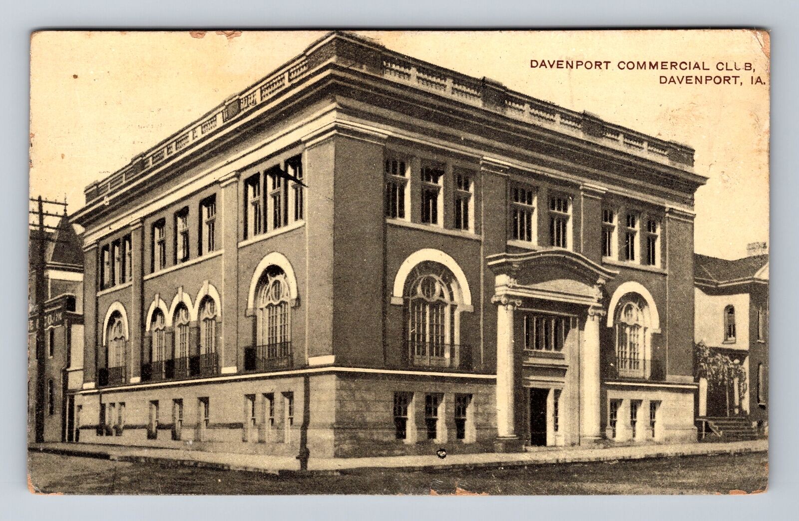 Davenport IA-Iowa, Davenport Commercial Club, Antique, Vintage c1913 Postcard