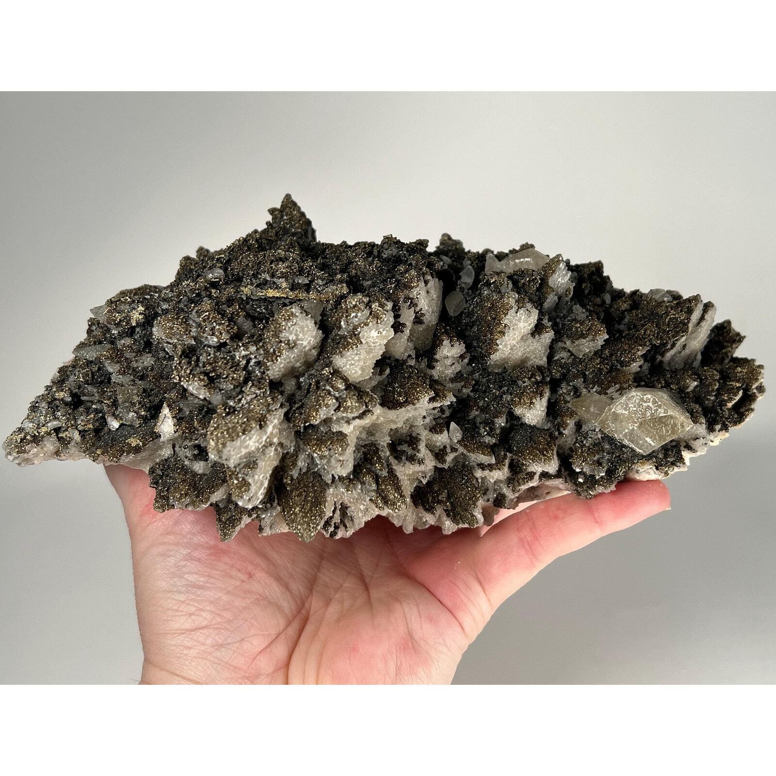 LARGE Anhui Calcite Crystal Cluster with Chalcopyrite from China