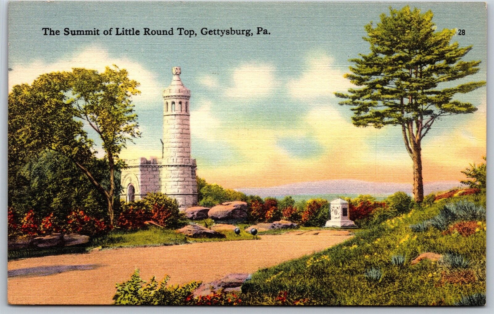 Vtg Gettysburg Pennsylvania PA Summit of Little Round Top 1950s View Postcard