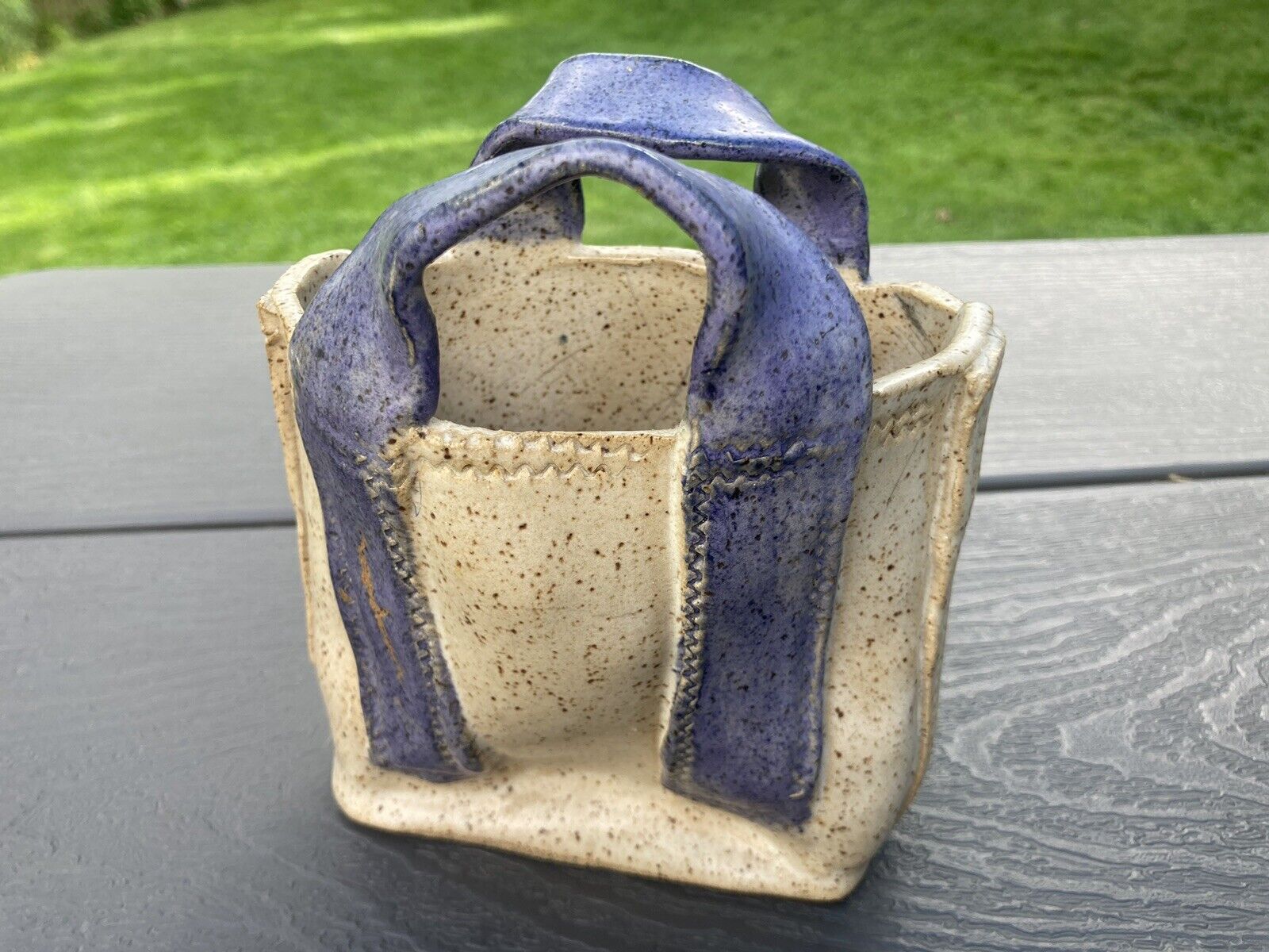 Ceramic Handbag Pottery Planter Original Figurine Hand Crafted 6” Fun Unique