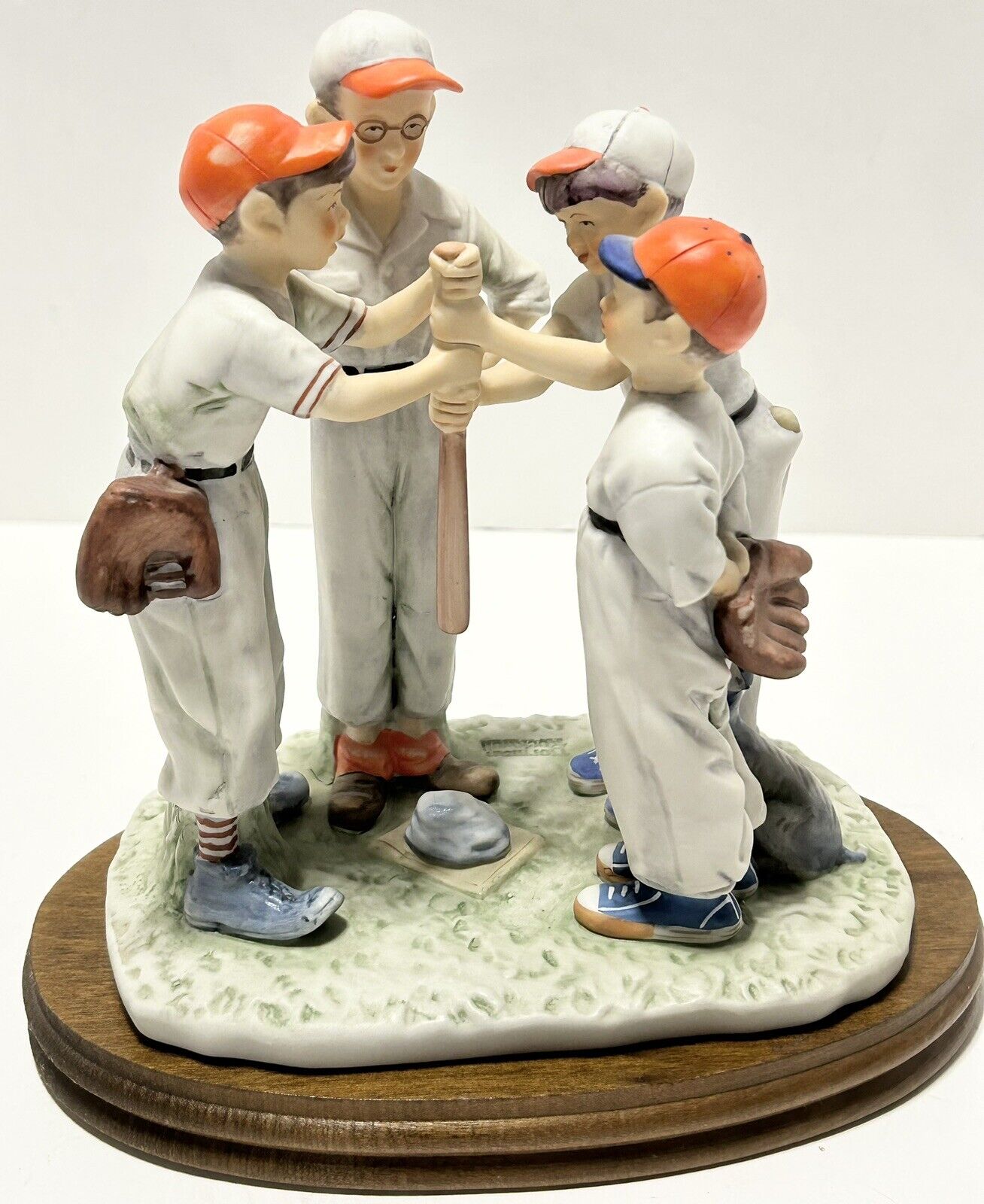 Gorham Choosing Up by Norman Rockwell Porcelain Figurine 4 Boys Playing Baseball