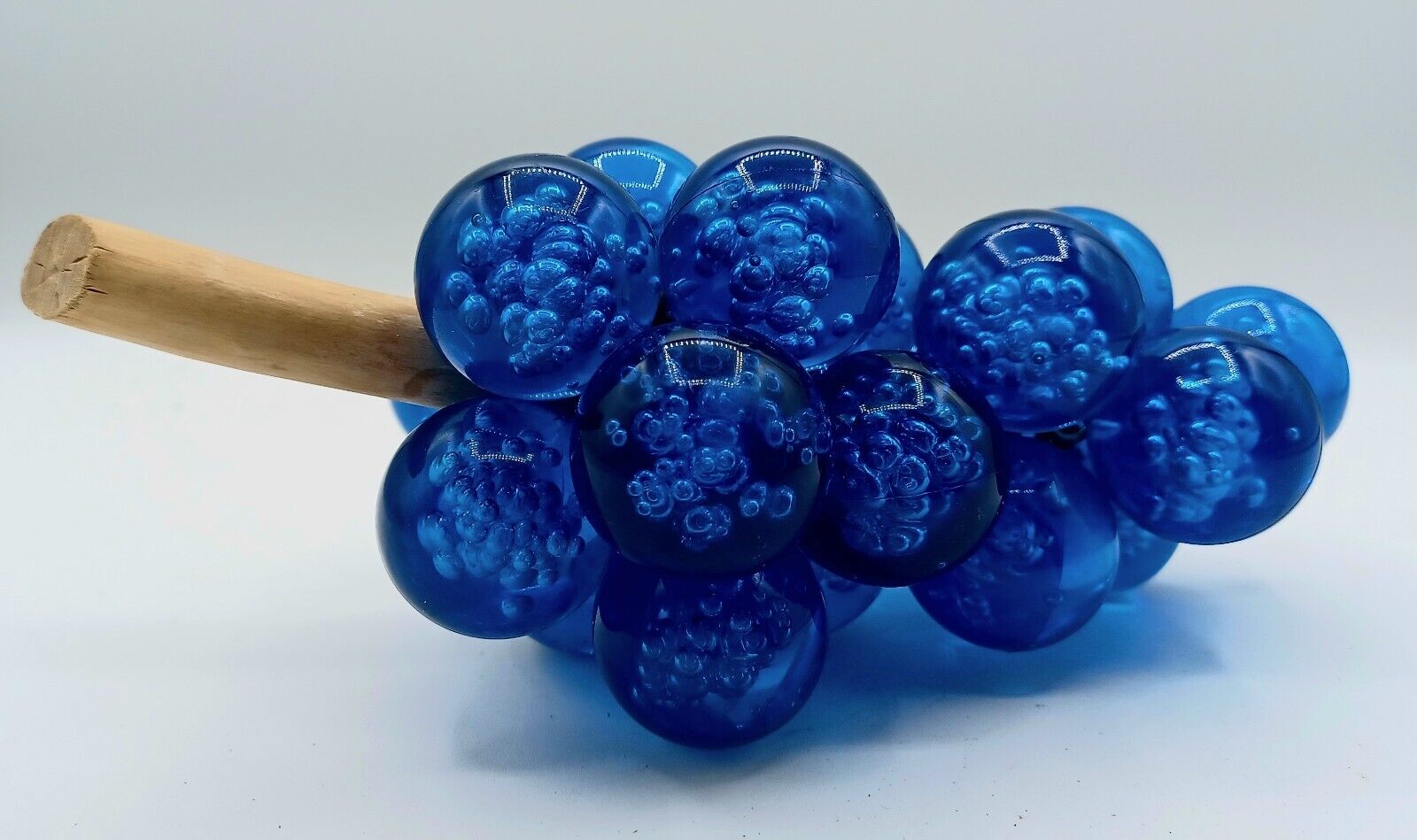 Vintage Royal Blue Lucite Grape Cluster With Driftwood Stem