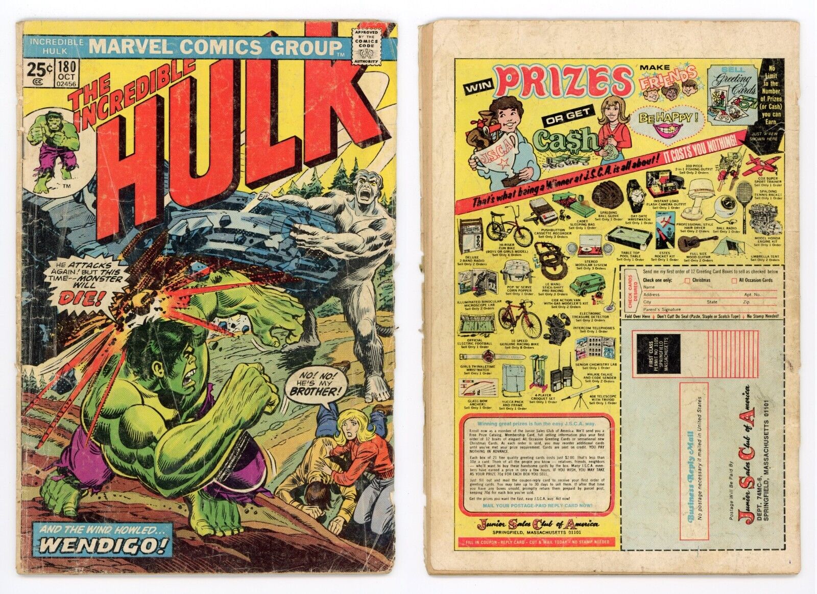 Incredible Hulk #180 (FR/GD 1.5) 1st app WOLVERINE Wendigo *NO MVS* 1974 Marvel