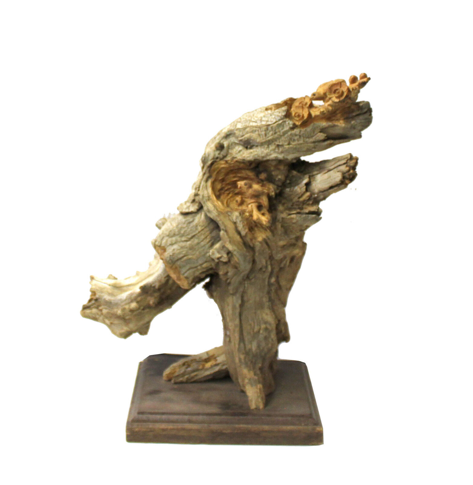 Chinese Cypress Raw Wood Carved Abstract Birds Theme Display Figure cs3205