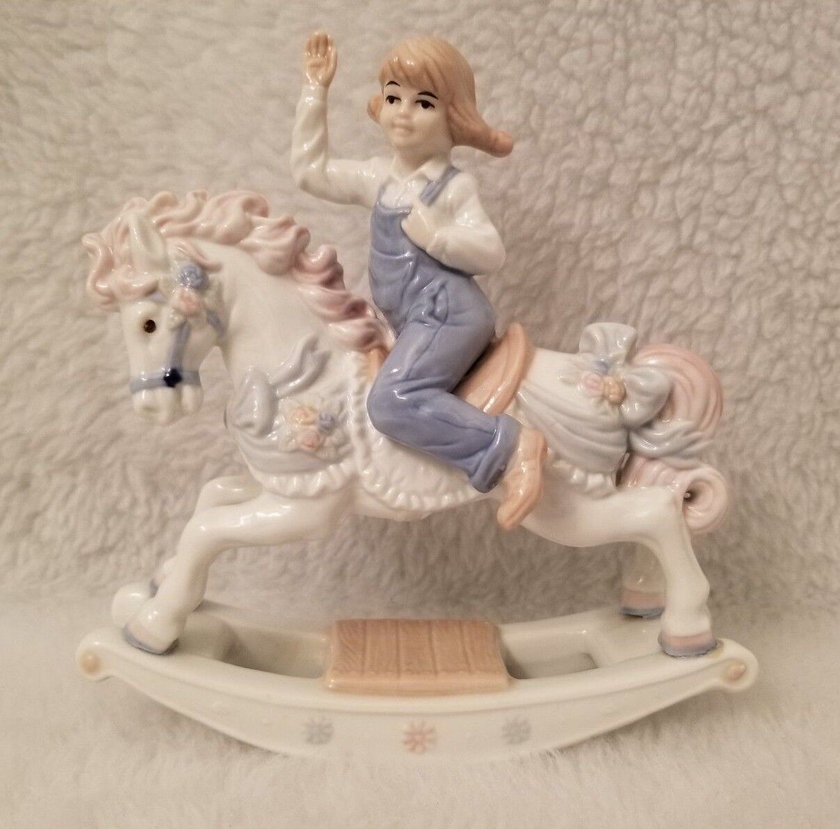 Vintage 1991 Paul Sebastian Girl On Rocking Horse Porcelain Figurine    