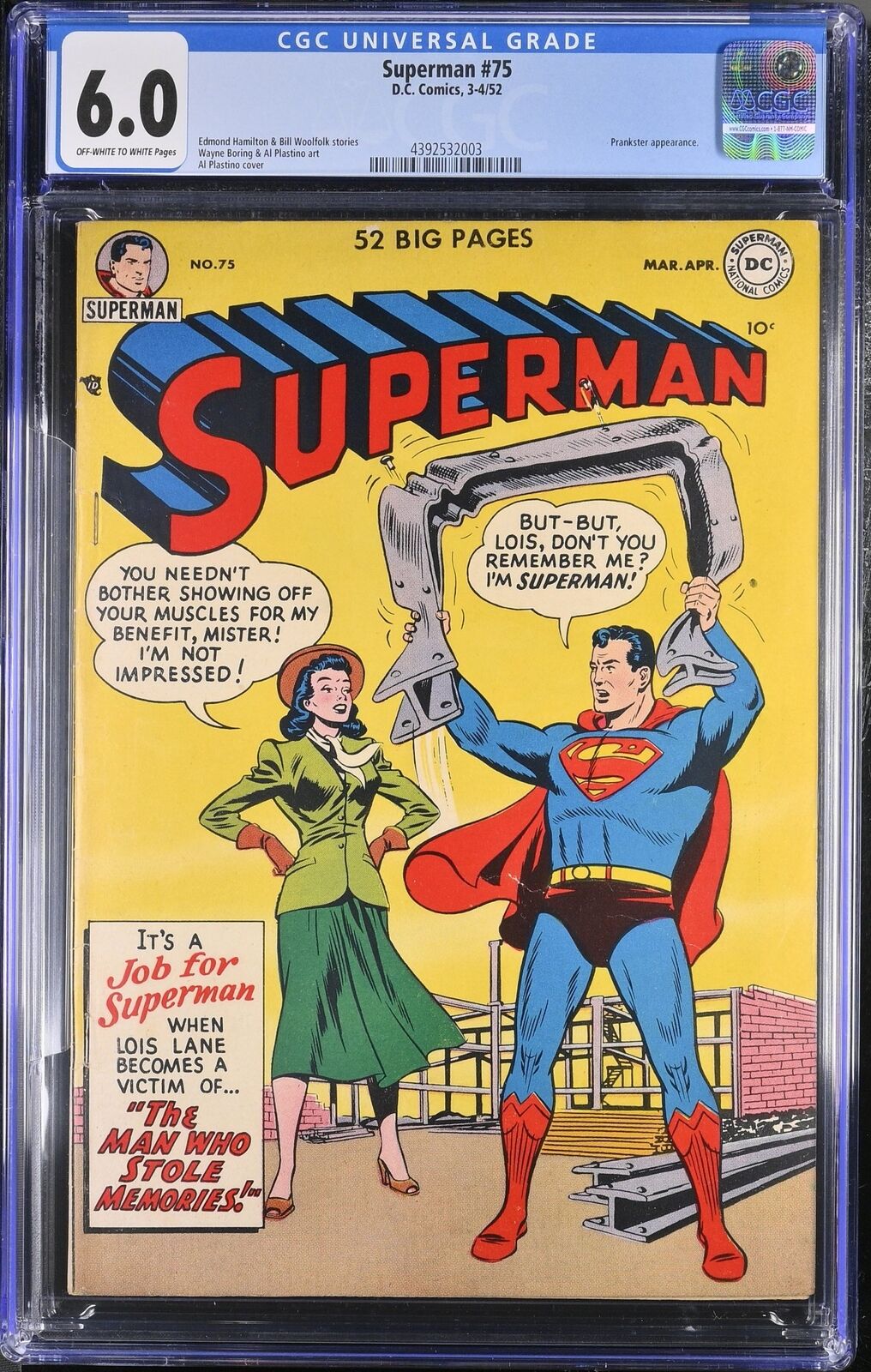 Superman #75 CGC FN 6.0 Off White to White Prankster Appearance DC Comics 1952