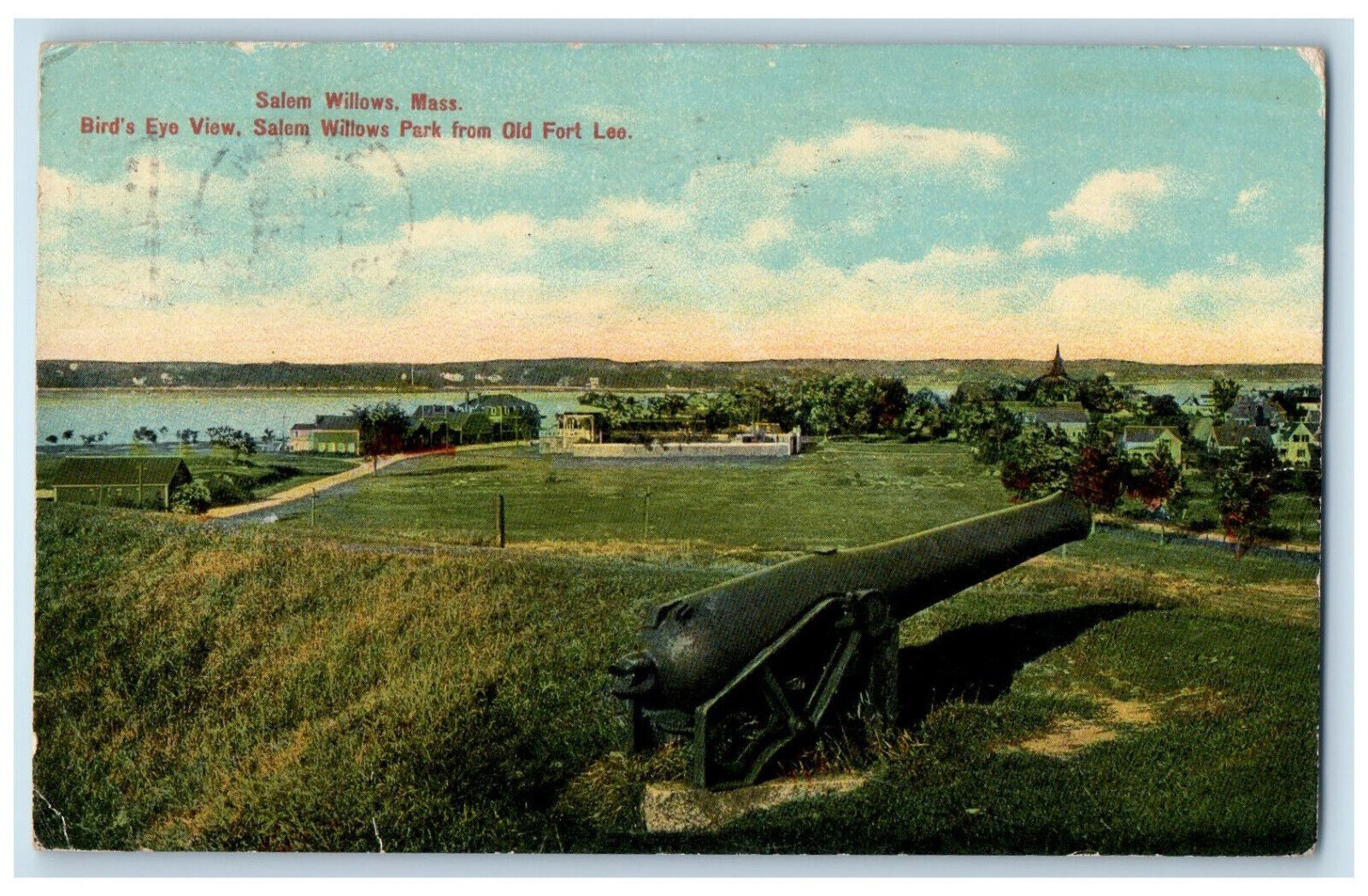 1913 Bird's Eye View Salem Willows Park Salem Willows MA Cannon Postcard