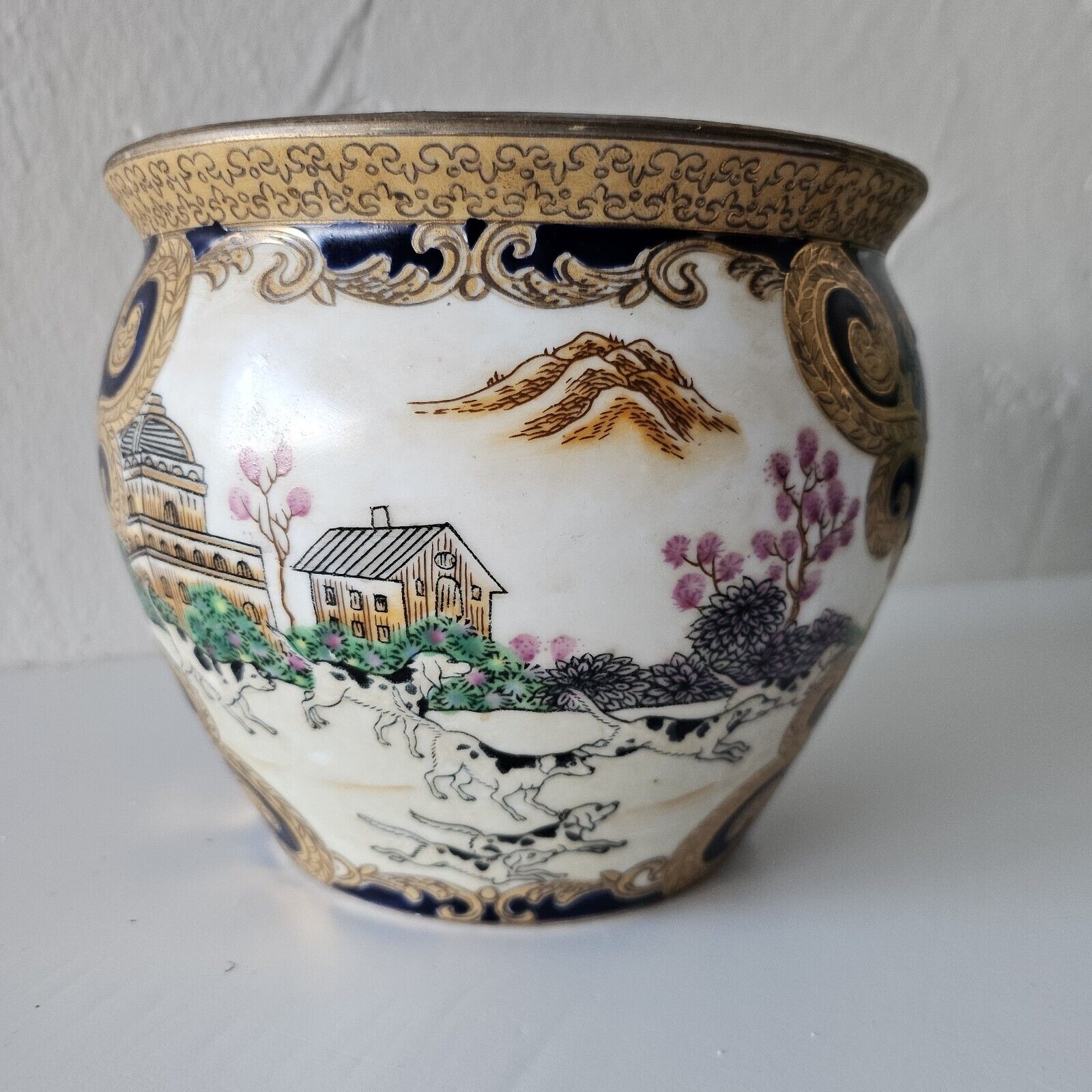 Asian Porcelain Planter Bowl 9\