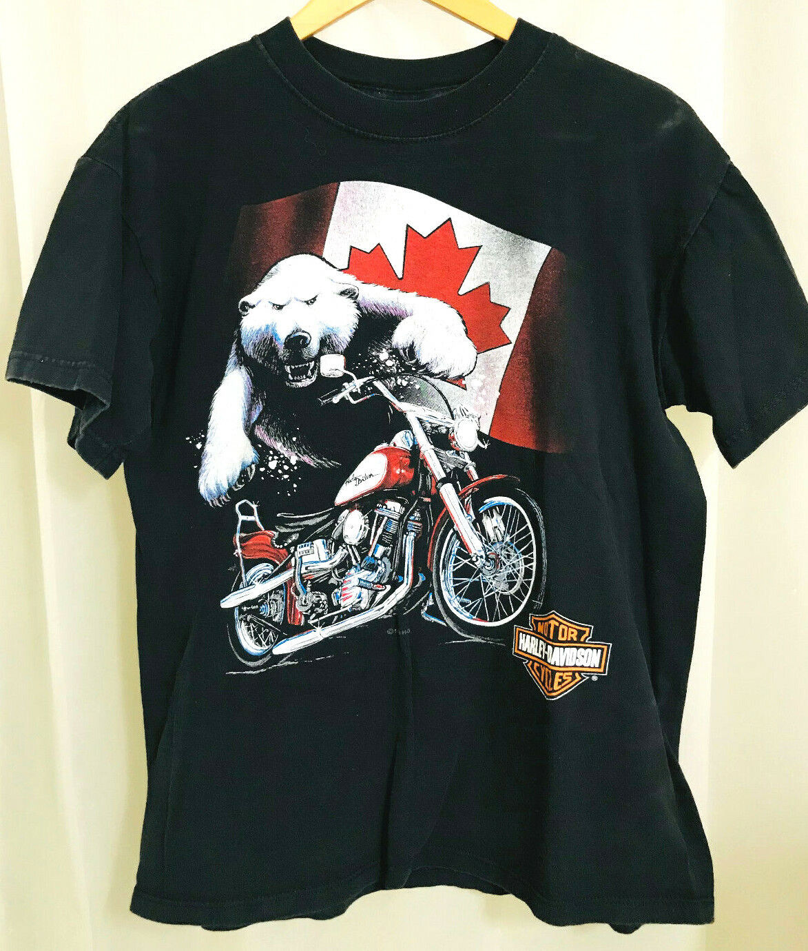 VTG 99 Kingston Harley Davidson Ontario CA T-Shirt Polar Bear Hamilton Sports M