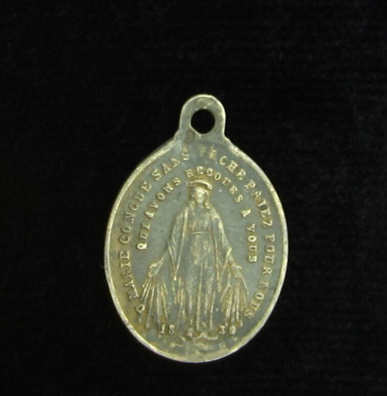 Vintage Silver Virgin Mary Medal Religious Holy Catholic Petite Medal Small Size