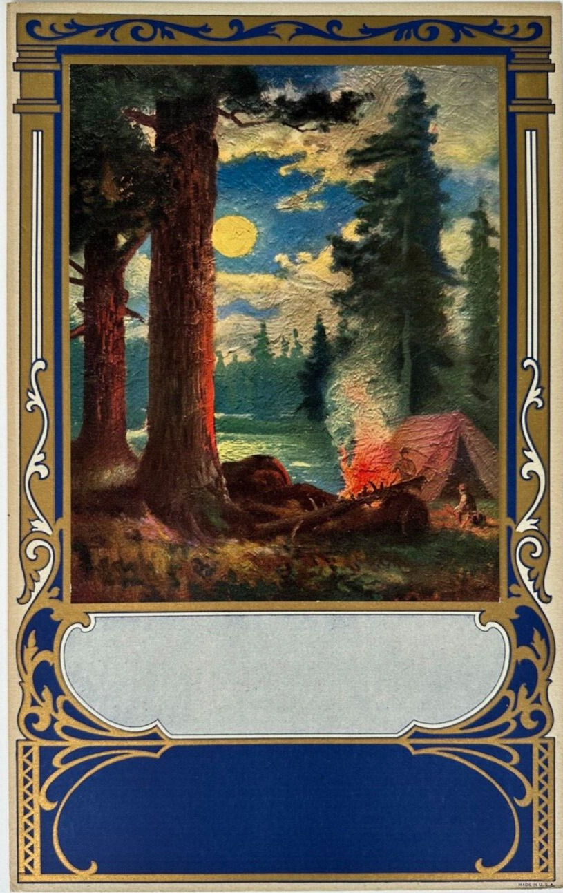 Moonlight on the Camp, 1920s R Atkinson Fox Vintage Calendar Print, Great Color