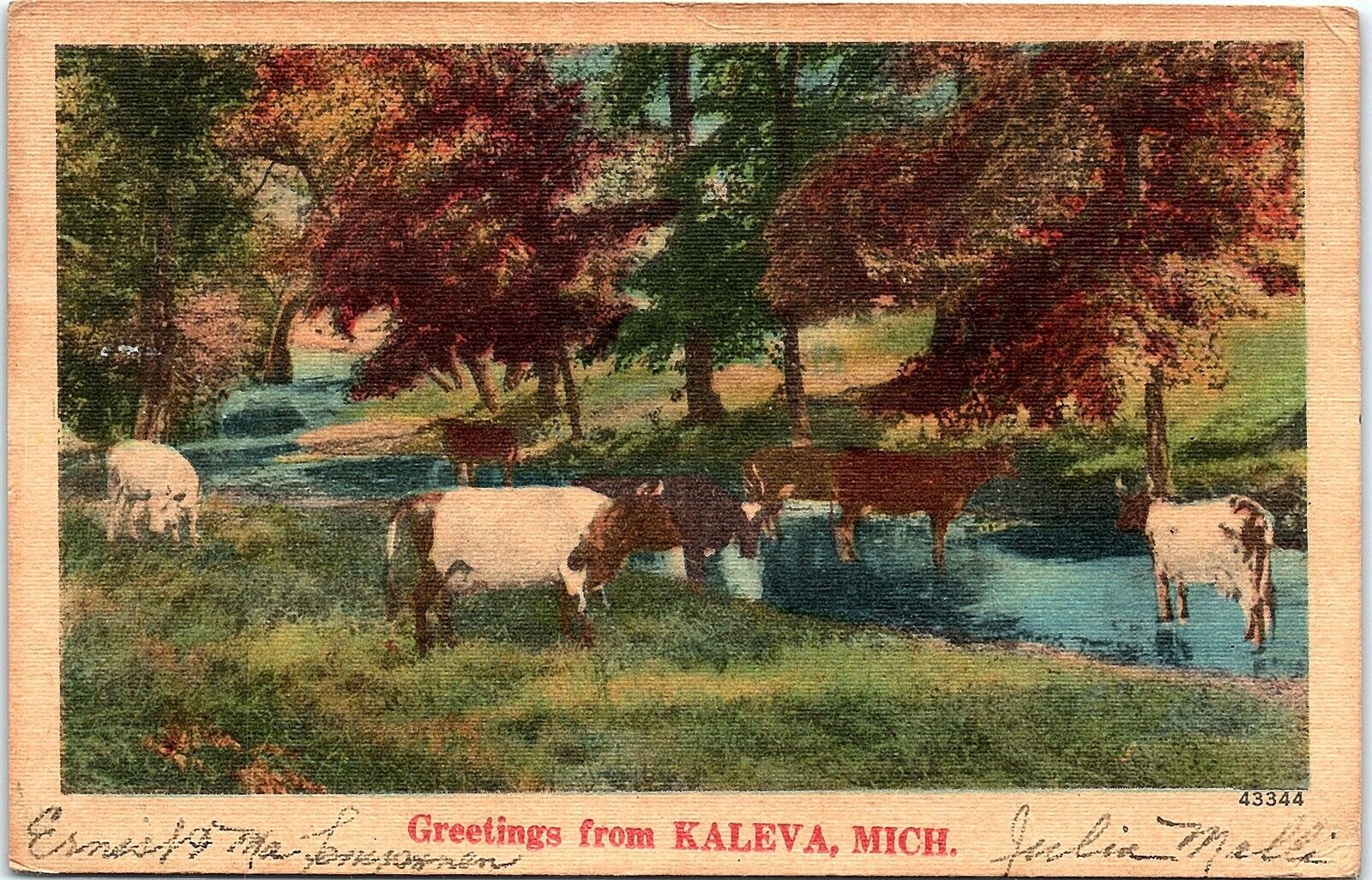 Postcard MI Kaleva Greetings from Kaleva Michigan Vintage Linen #2 F16