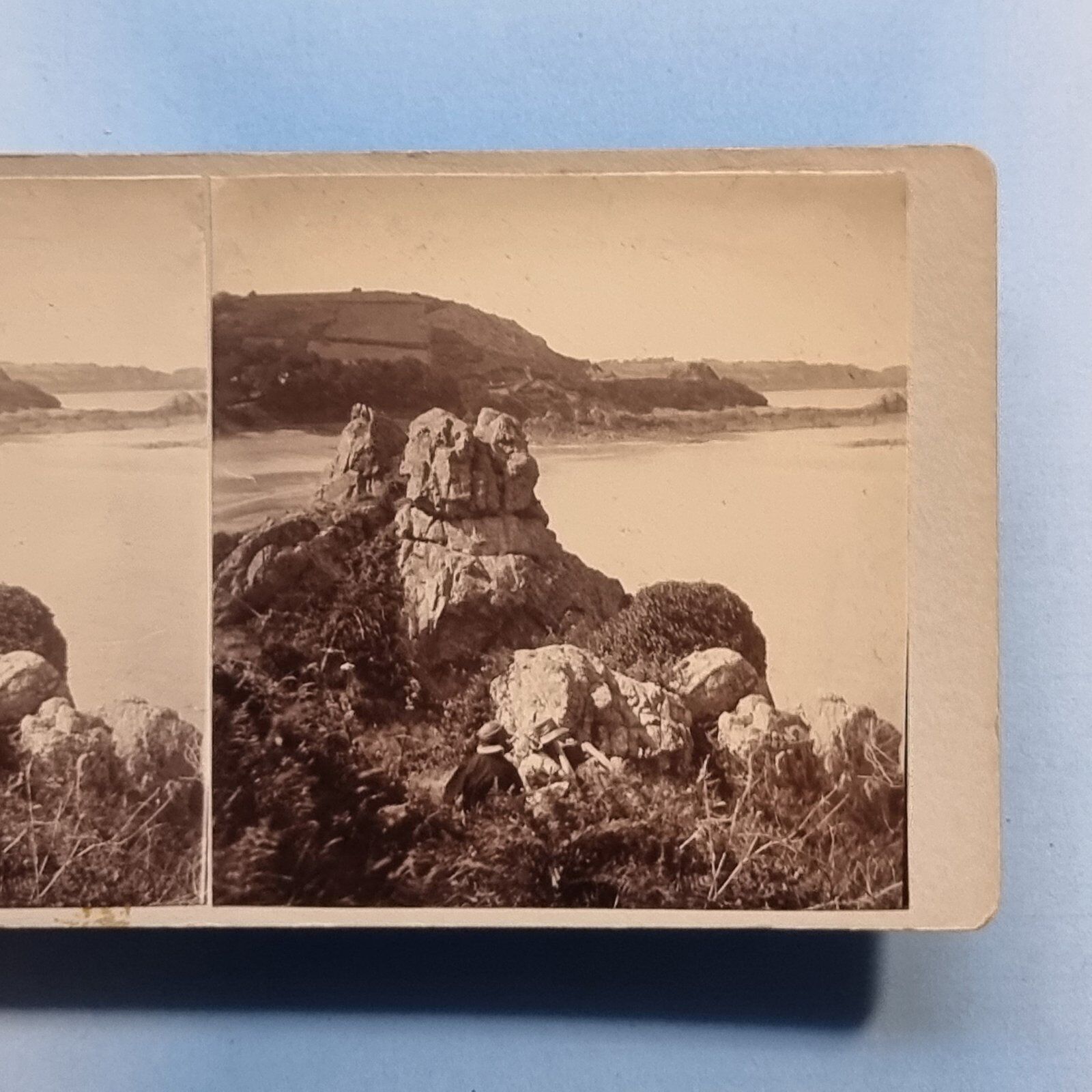 Guernsey 3D Stereoview C1921 Real Photo Picnic Anne Parl ? Bay Channel Isles