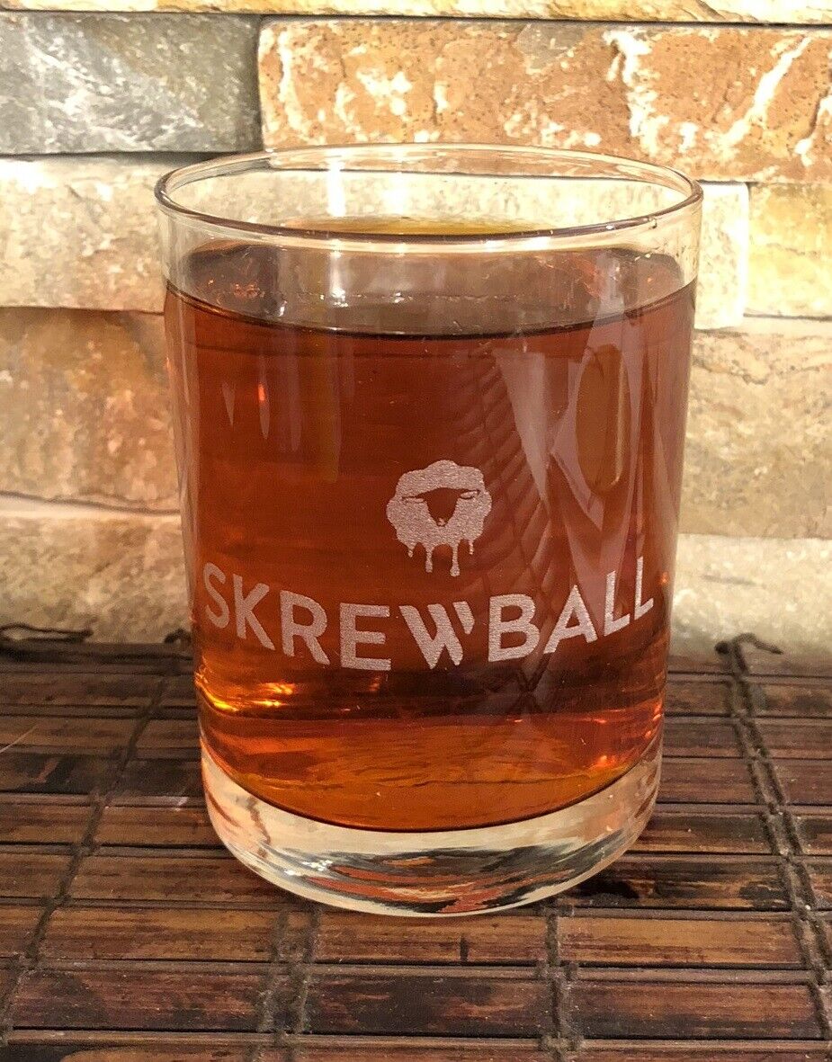 SKREWBALL PEANUT BUTTER Collectible Whiskey Glass 8 Oz
