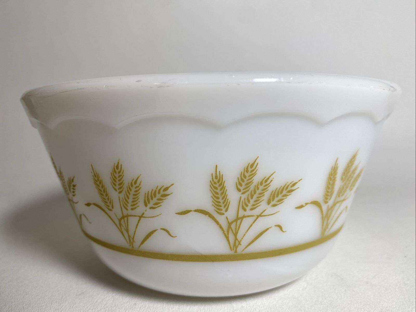 Unmarked Hazel Atlas Golden Wheat Small Mixing Bowl 7x3.5 inches Milk Glass