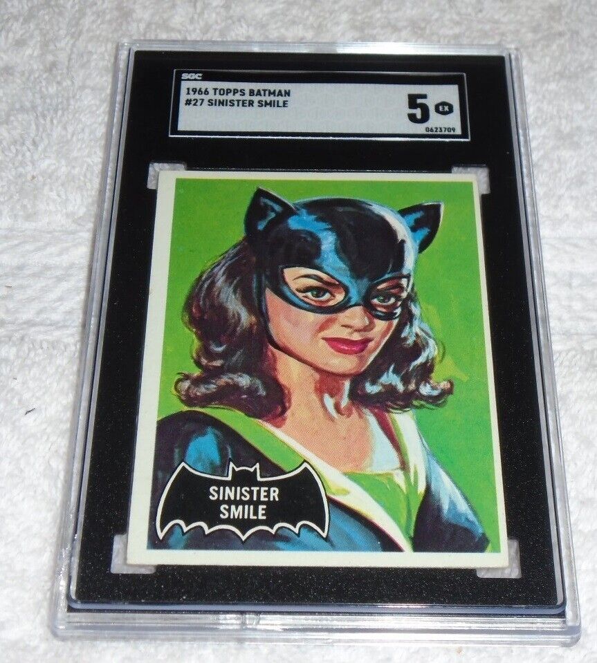 1966 Topps Batman #27 Sinister Smile Cat Woman Black Bat SGC 5 EX