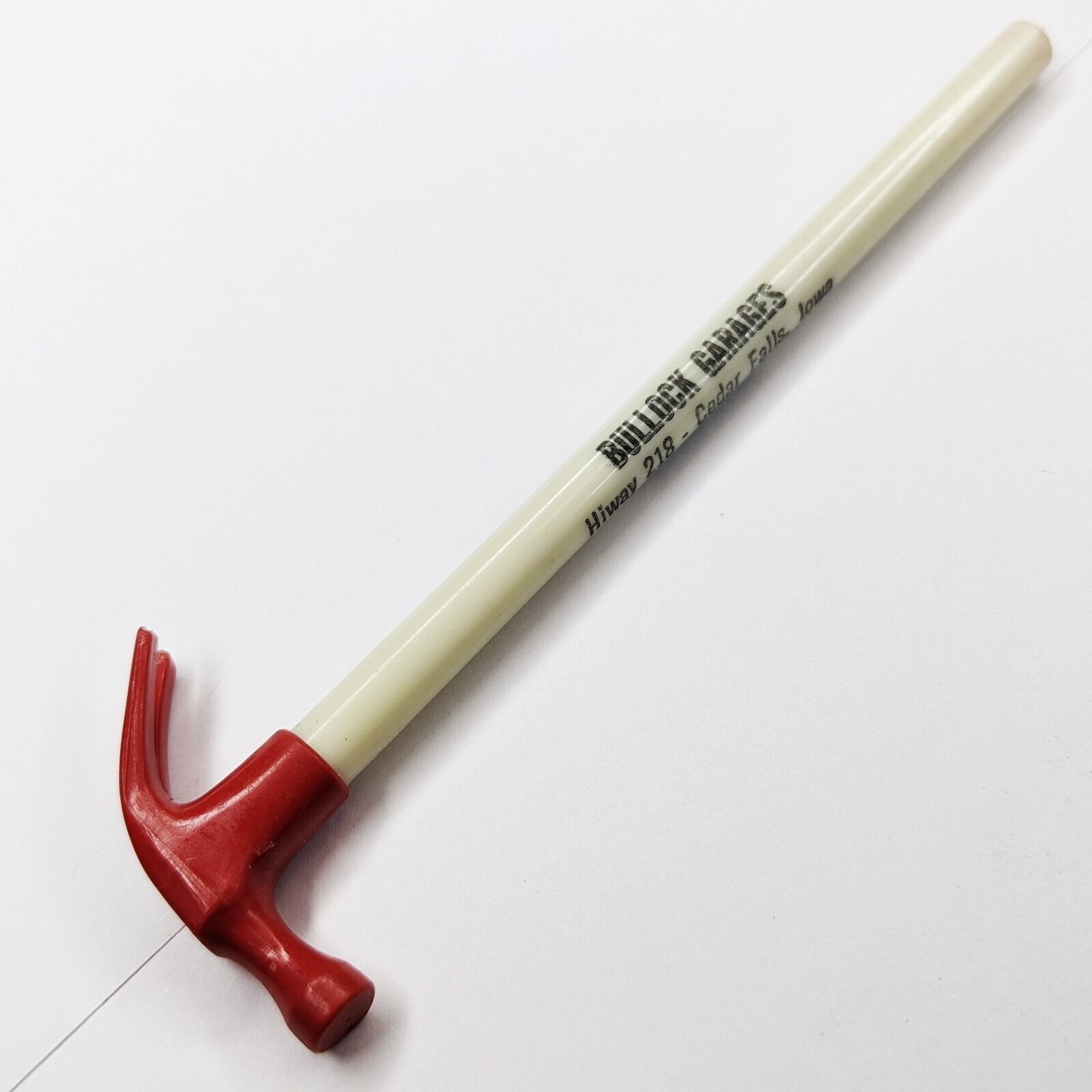 c1960s Cedar Falls, Iowa Bullock Garage Plastic Hammer Novelty Ballpoint Pen G42