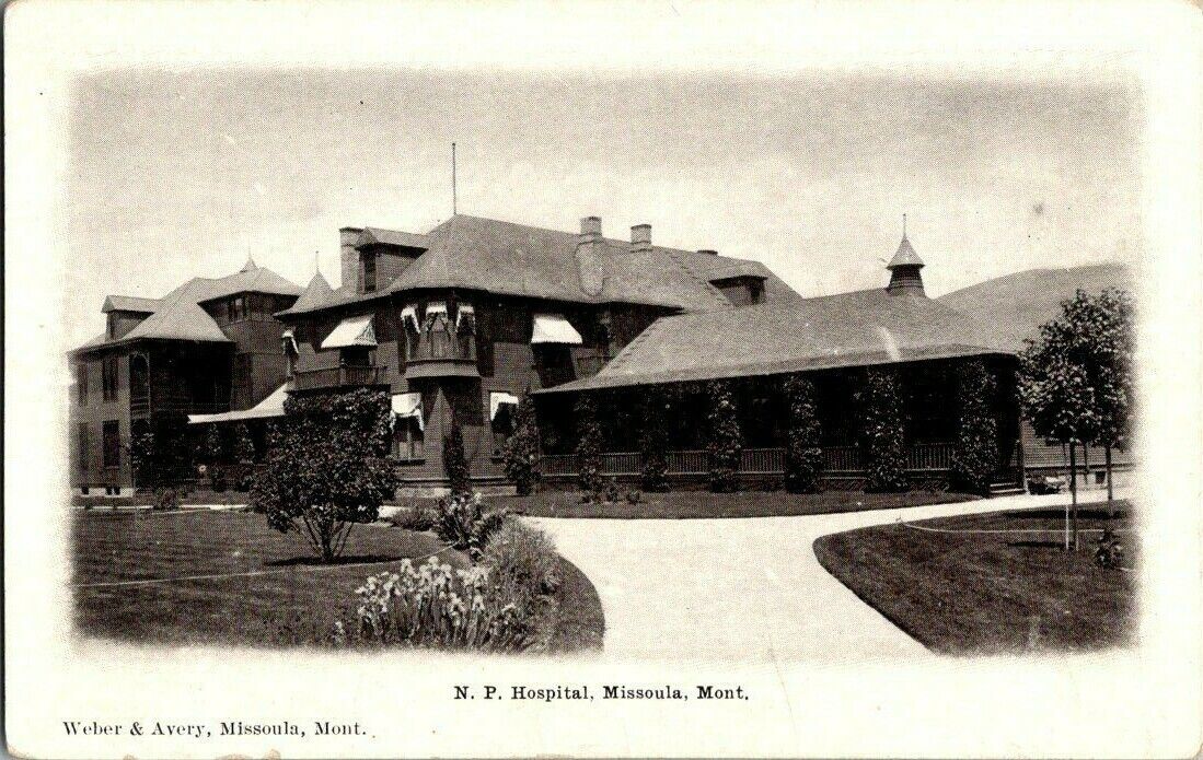 EARLY 1900'S. N.P. HOSPITAL. MISSOULA, MONTANA. POSTCARD w19