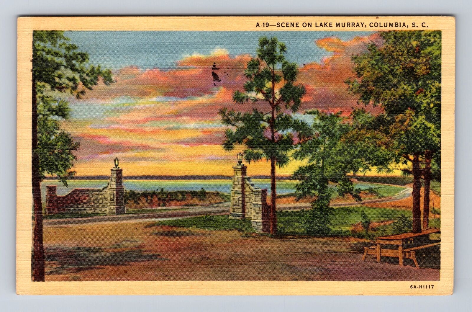 Columbia SC-South Carolina, Scenic View Lake Murray, Vintage c1943 Postcard
