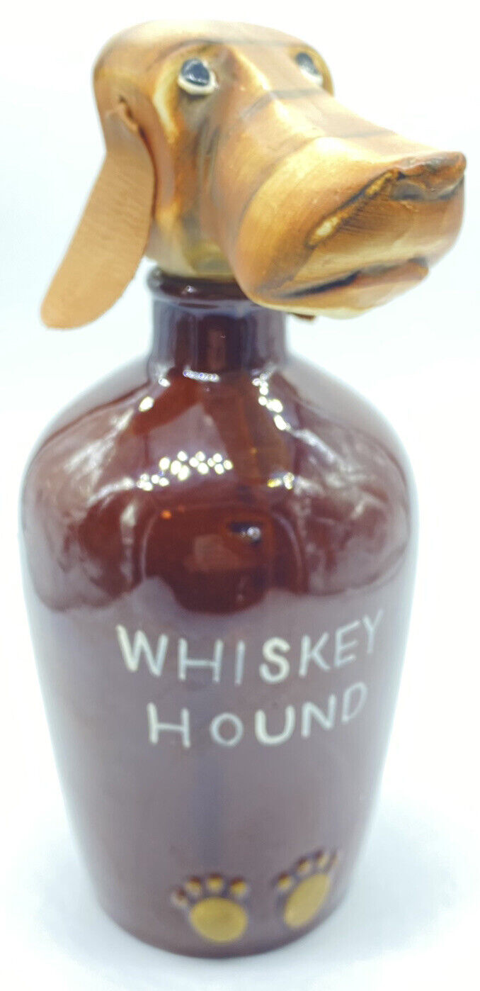 VINTAGE Booze Hound Whiskey Decanter Dachshund Bar Prop Mid Century JAPAN 