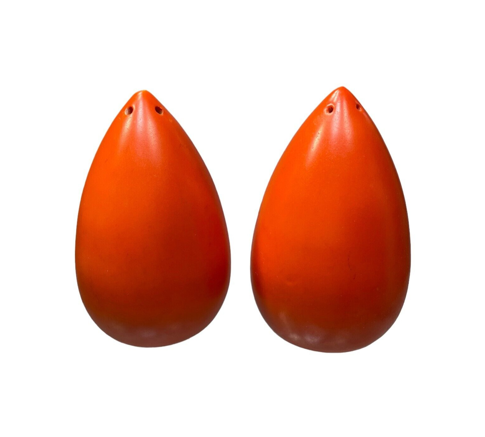 Orange Ceramic Salt Pepper Shakers Atomic Cone Missile Vintage MCM EXC