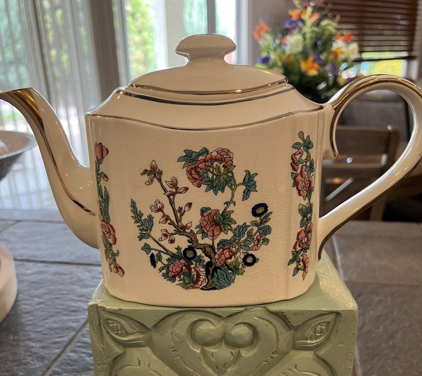 Vintage Porcelain Floral Teapot By Arthur Wood England
