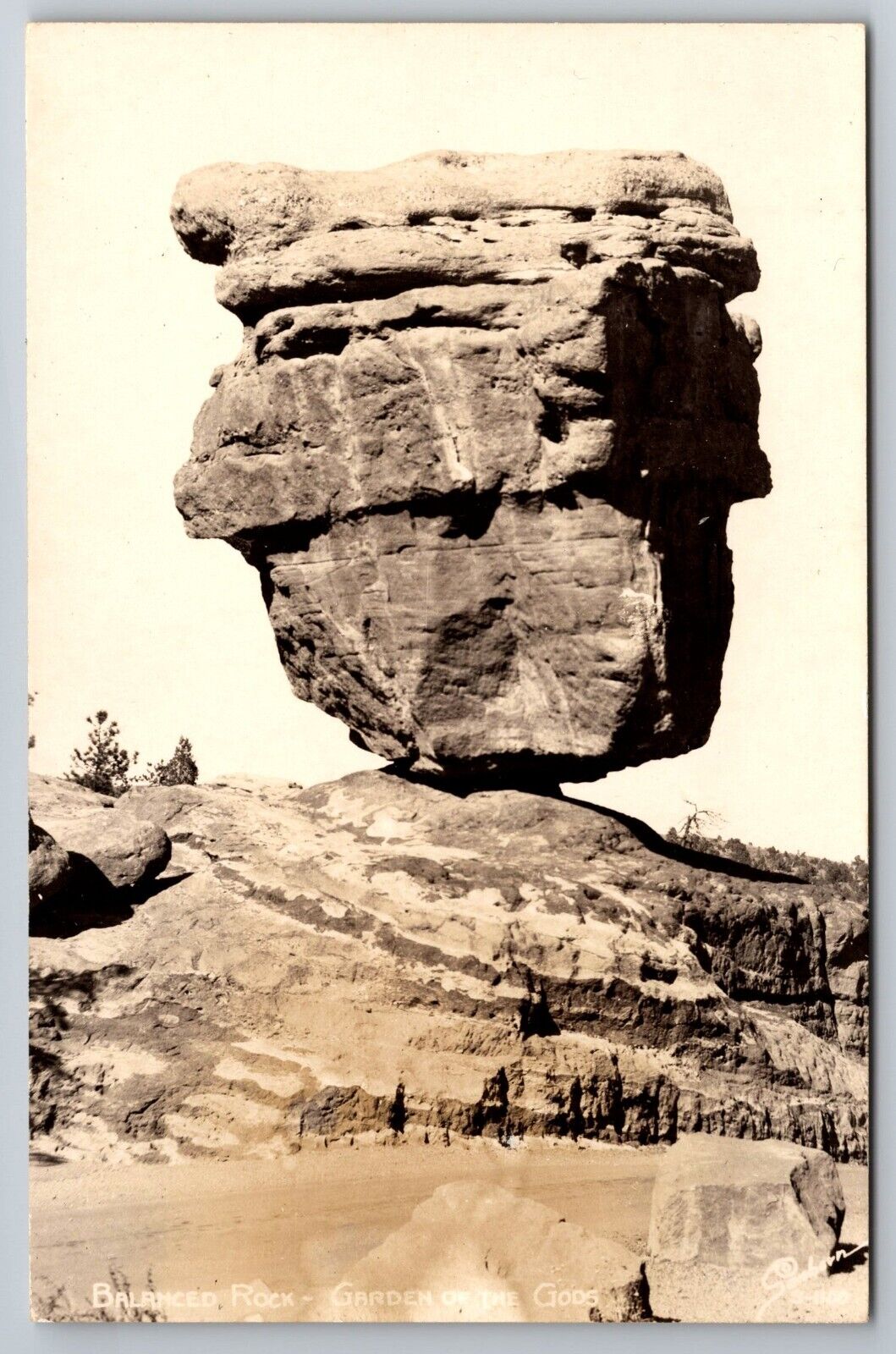 Balanced Rock. Garden Of The Gods. Colorado Real Photo Postcard. RPPC