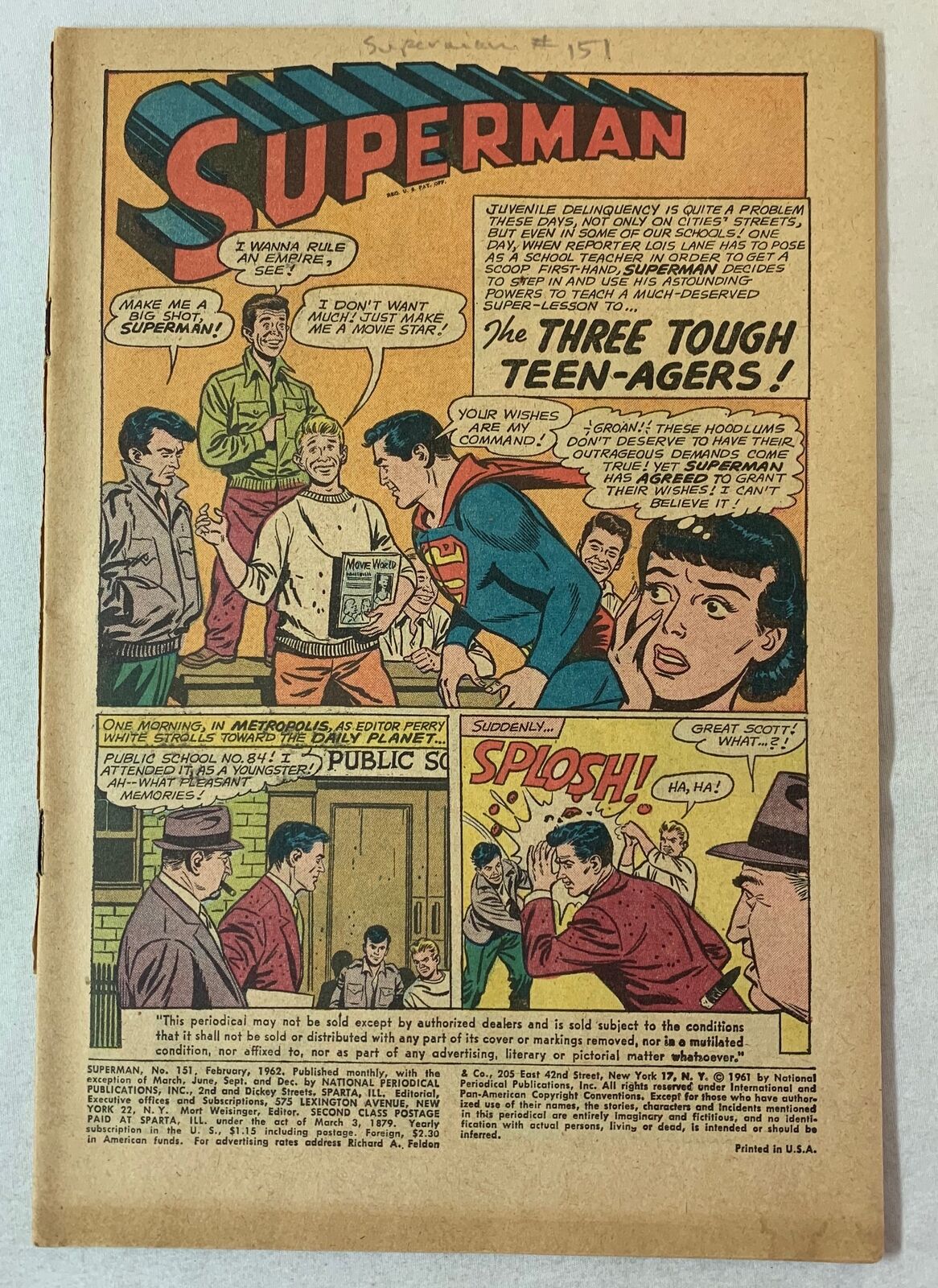 1962 SUPERMAN #151 ~ missing front cover