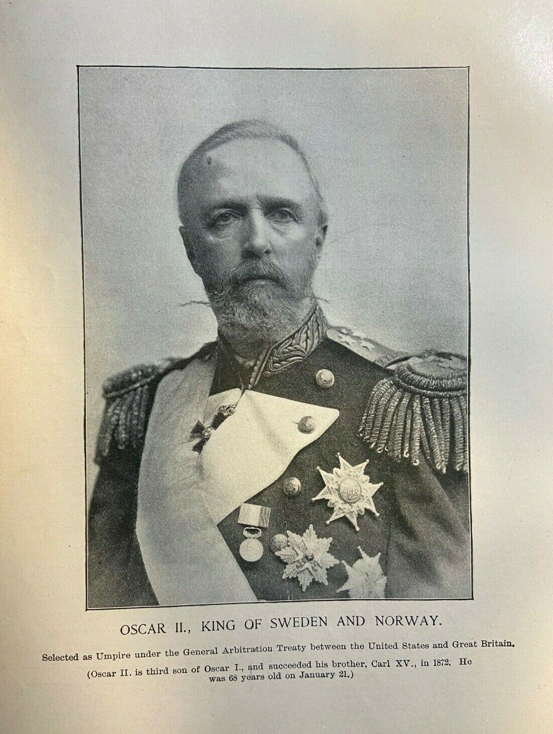 1897 Vintage Magazine Illustration Oscar II King of Sweden and Norway