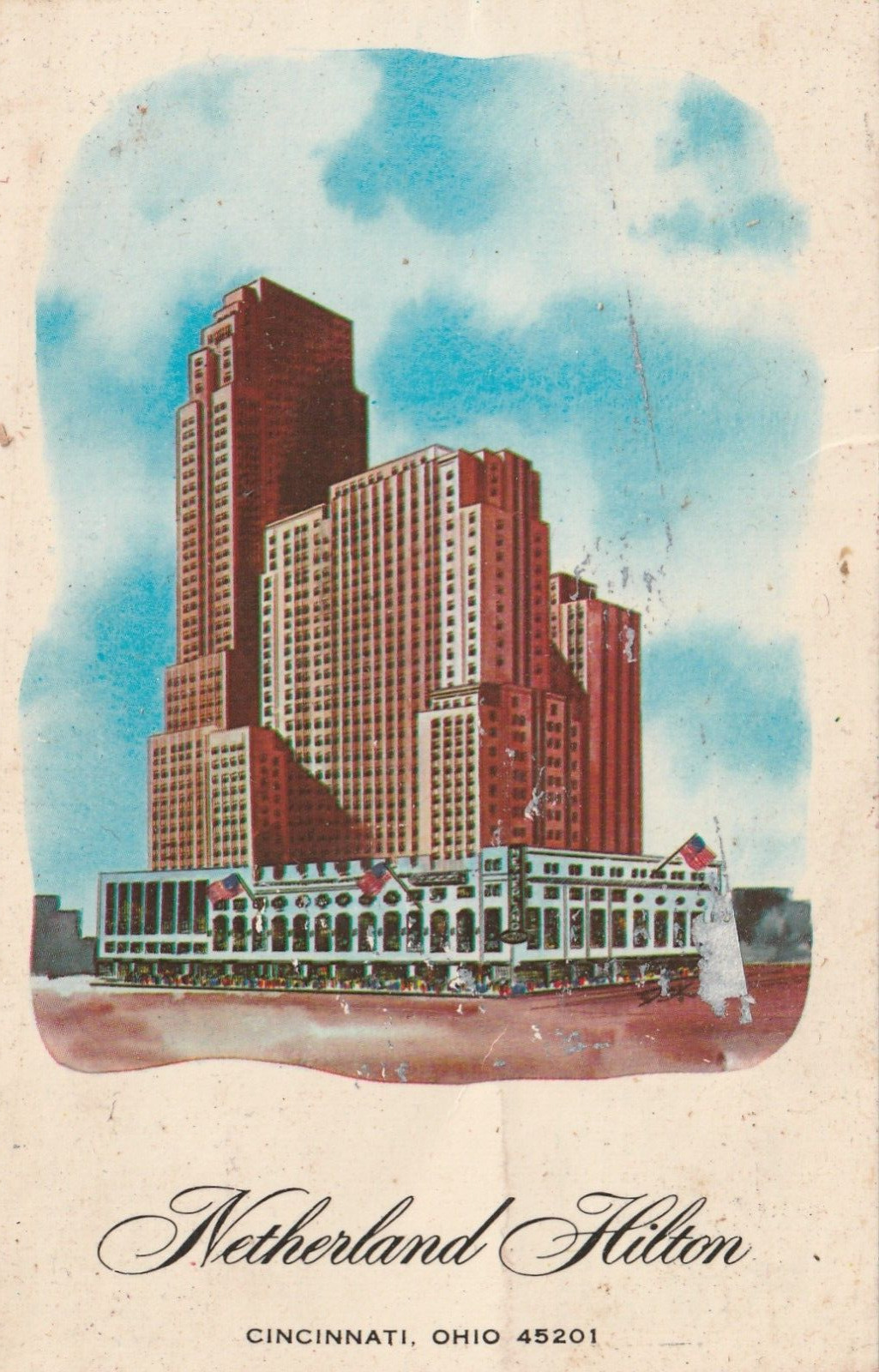 Vintage Postcard Cincinnati Ohio The Netherland Hilton Unposted ADA Meeting 1981