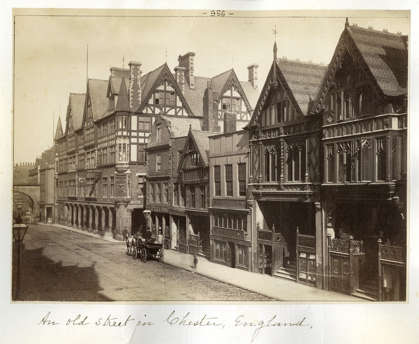 England, Old Street in Chesten Vintage Albumen Print.  Albumin Print 1