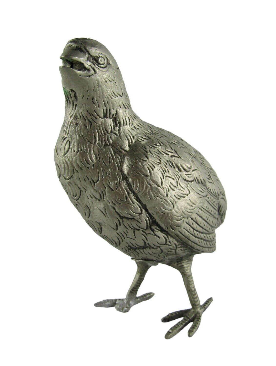 Vintage Gucci 1970's Quail Bird Standing Pewter Figurine, DAMAGED FOOT
