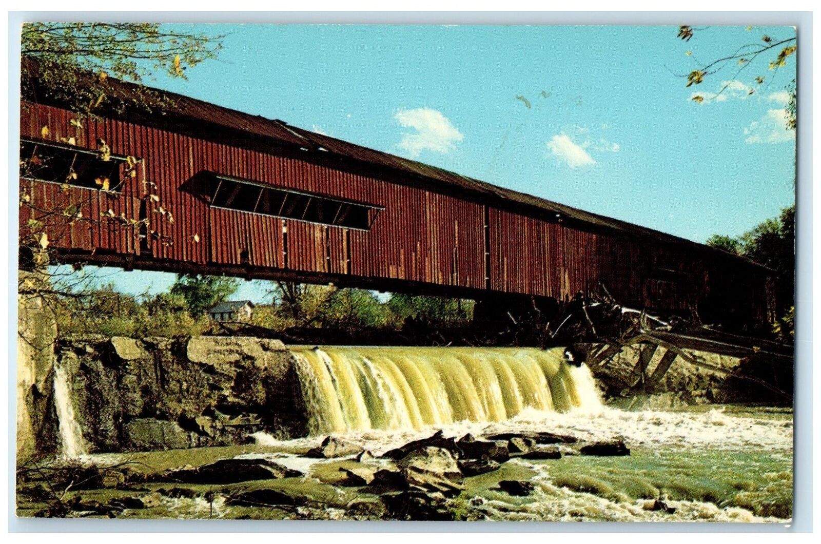 c1960's Covered Bridgeton Bridge Big Raccoon Creek Parke County Indiana Postcard