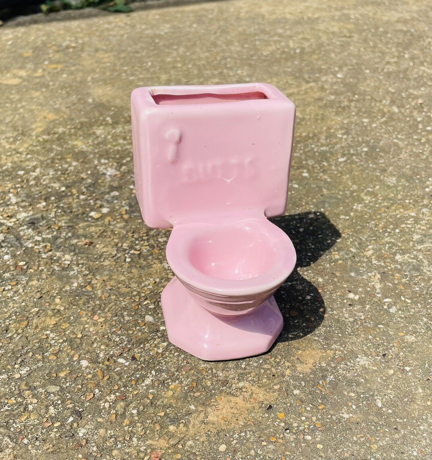 Vintage Ceramic Pink Toilet Ashtray and Cigarette Holder