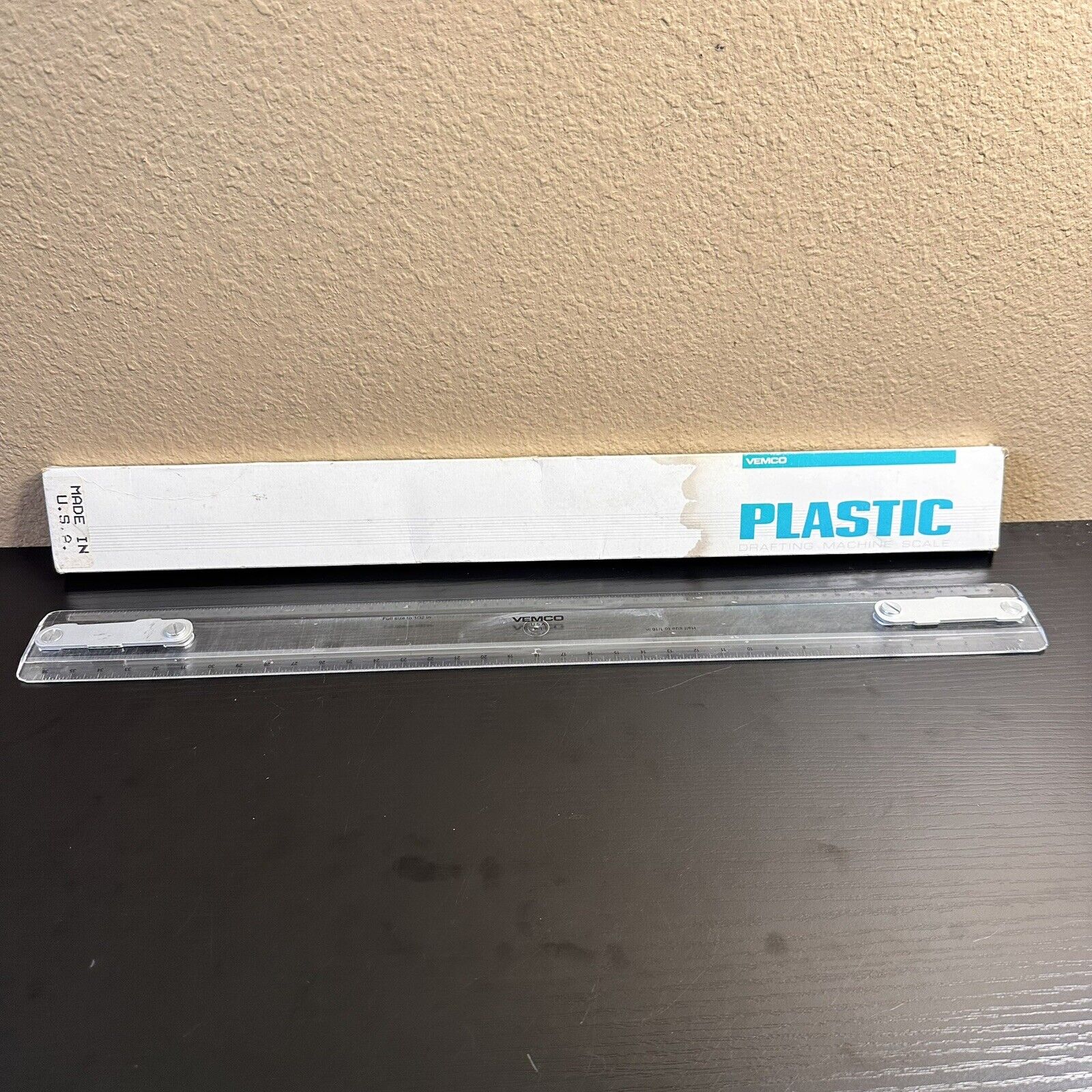 VTG Vemco P-1 Drafting Machine Lucite Clear Plastic Scale Ruler 18