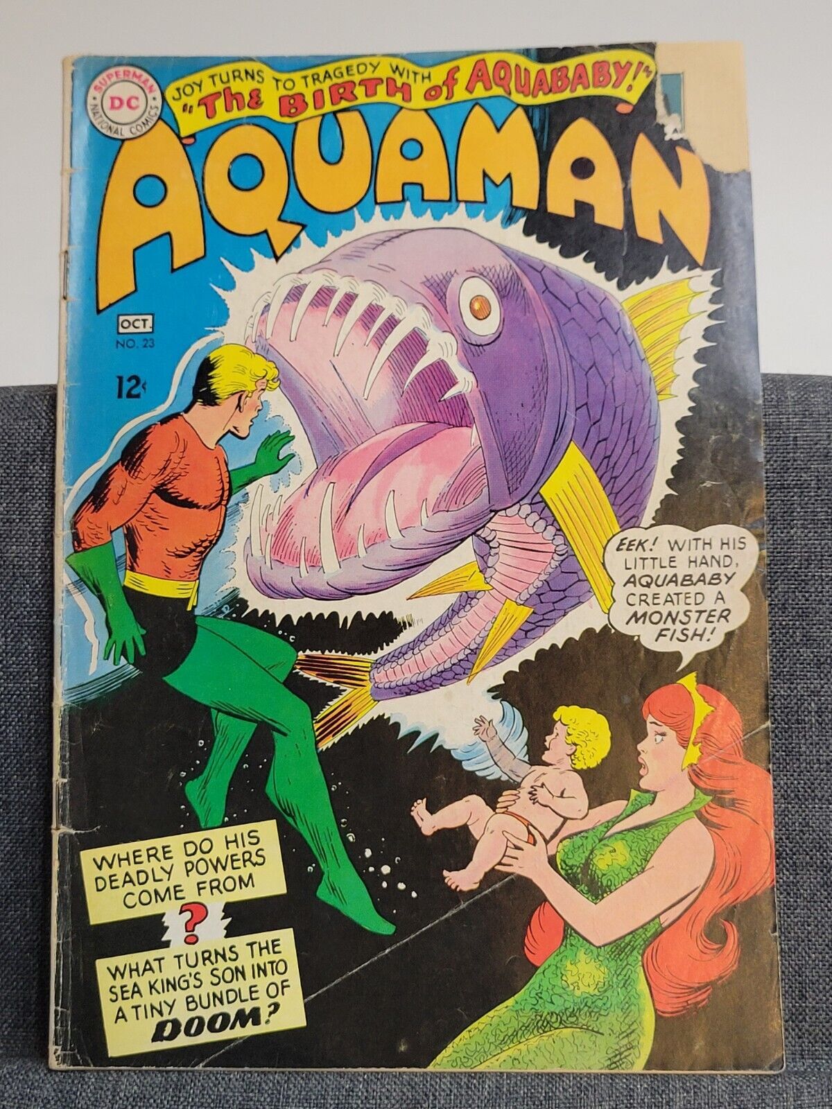 Aquaman #23 Comic Book  1st App Aquababy DC - Torn Cover 1965 Vintage 