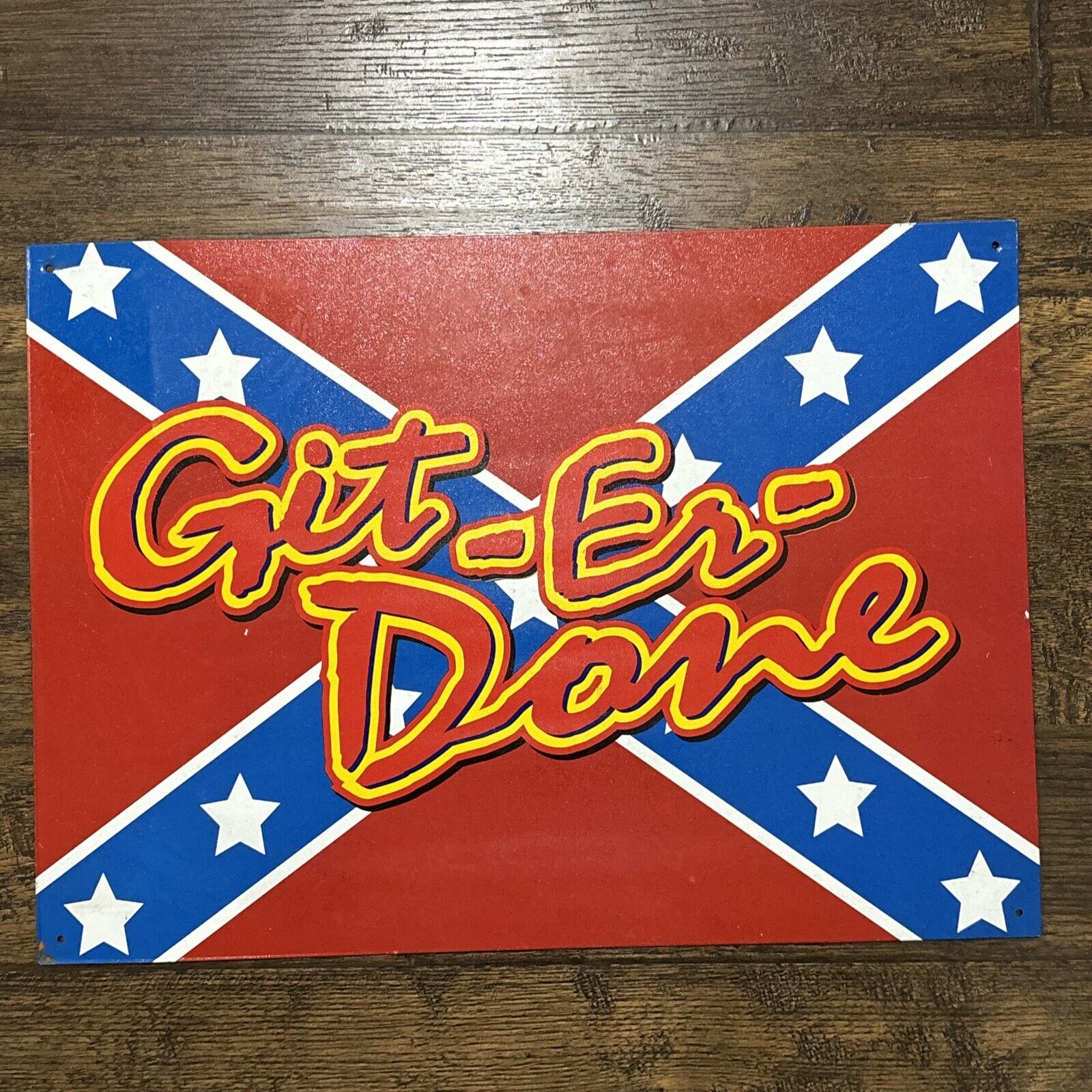Vintage 2004 GIT-ER-DONE Metal Sign (17 x 12 in) Larry the Cable Guy Made in USA