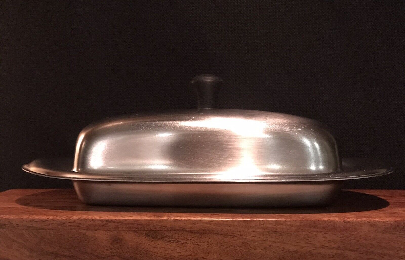 Mid Century Vintage International Decorator Stainless Butter Dish Tray Lid 8687