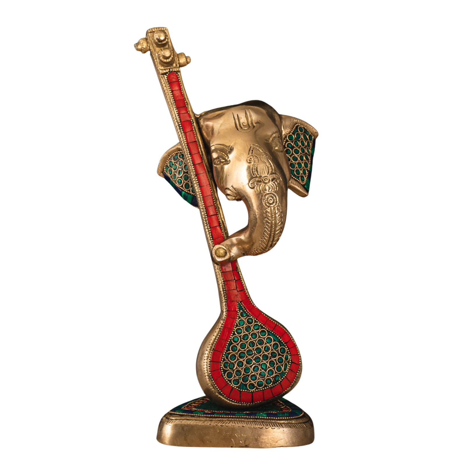 indigenite Brass Ganesh Idol | Size - (5 x 3.5 x 11.5) Inches, Weight: 3 kgs