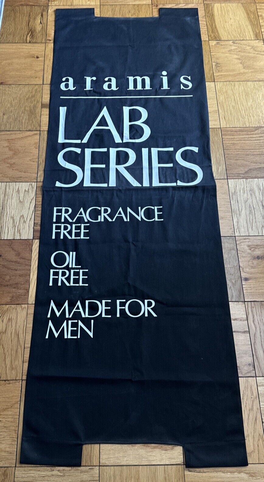 Vintage 1980’s Department Store Aramis Lab Series  Cloth Display Banner 71”x 24”